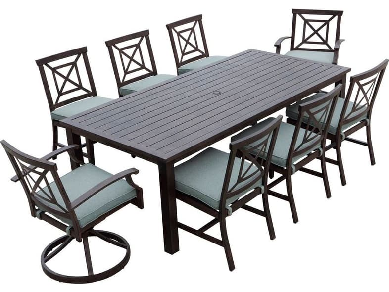 Darlee Outdoor Living Atlantis Walnut Aluminum Dining Set in Spa