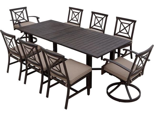 Darlee Outdoor Living Atlantis Walnut Aluminum Dining Set in Beige