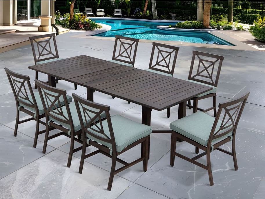 Darlee Outdoor Living Atlantis Walnut Aluminum Dining Set in Spa