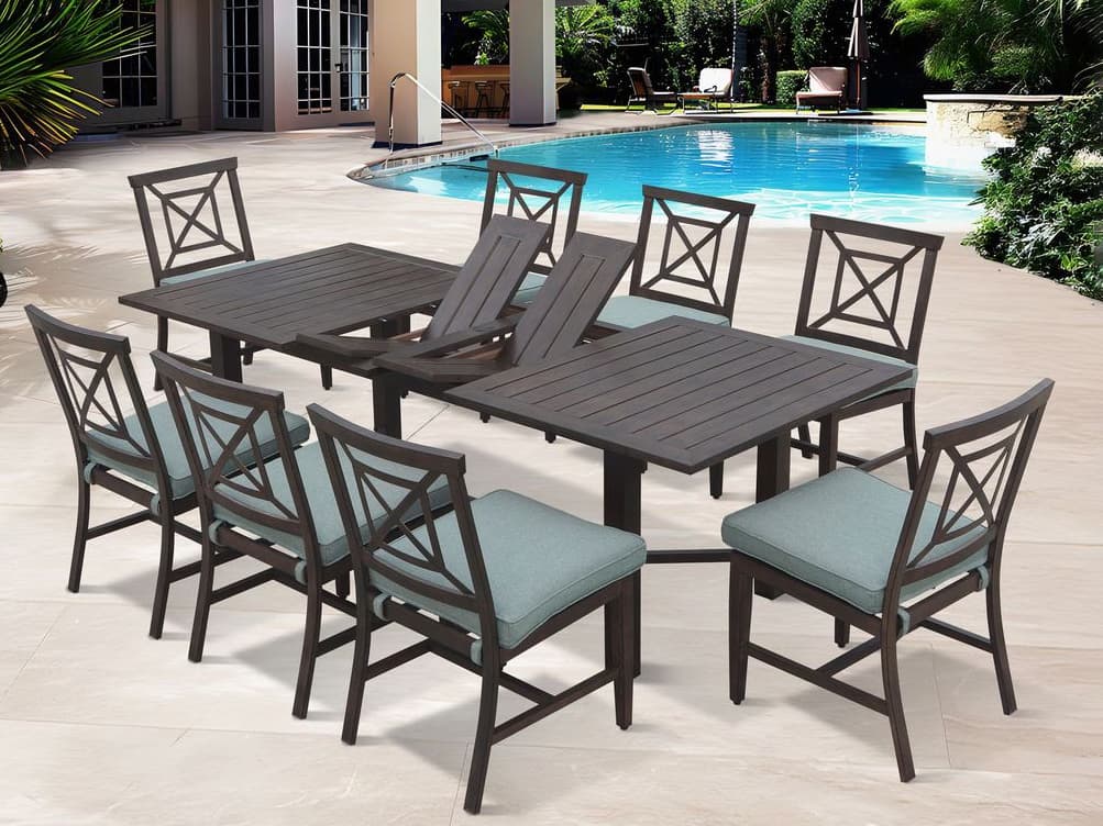 Darlee Outdoor Living Atlantis Walnut Aluminum Dining Set in Spa