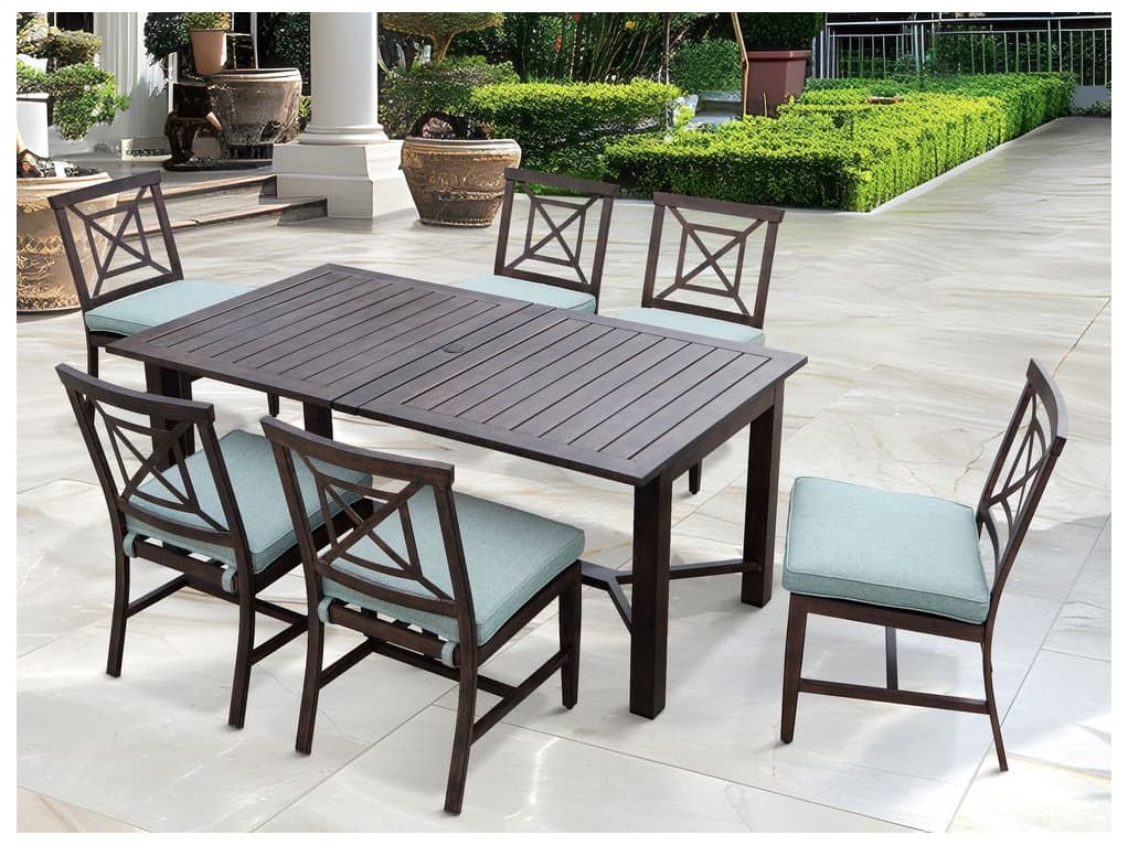 Darlee Outdoor Living Atlantis Walnut Aluminum Dining Set in Spa