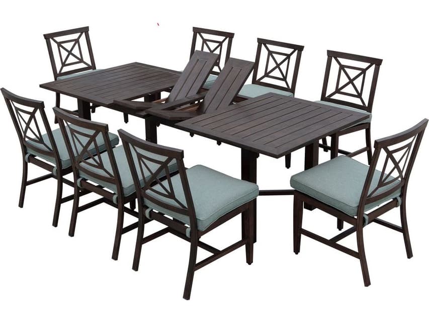 Darlee Outdoor Living Atlantis Walnut Aluminum Dining Set in Spa