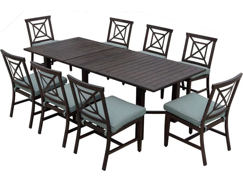 Darlee Outdoor Living Atlantis Walnut Aluminum Dining Set in Spa