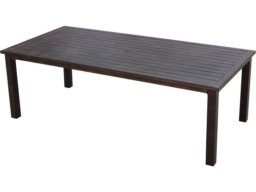 Darlee Outdoor Living Atlantis Walnut Aluminum Square Umbrella Hole Dining Table