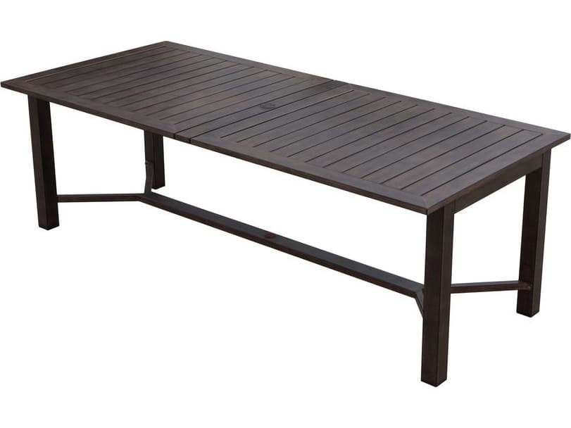 Darlee Outdoor Living Atlantis Walnut Aluminum Rectangular Umbrella Hole Dining Table