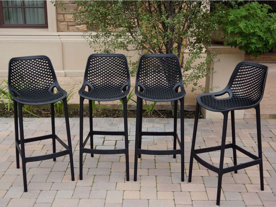 Darlee Outdoor Living All Space Resin Bar Stool in Noir