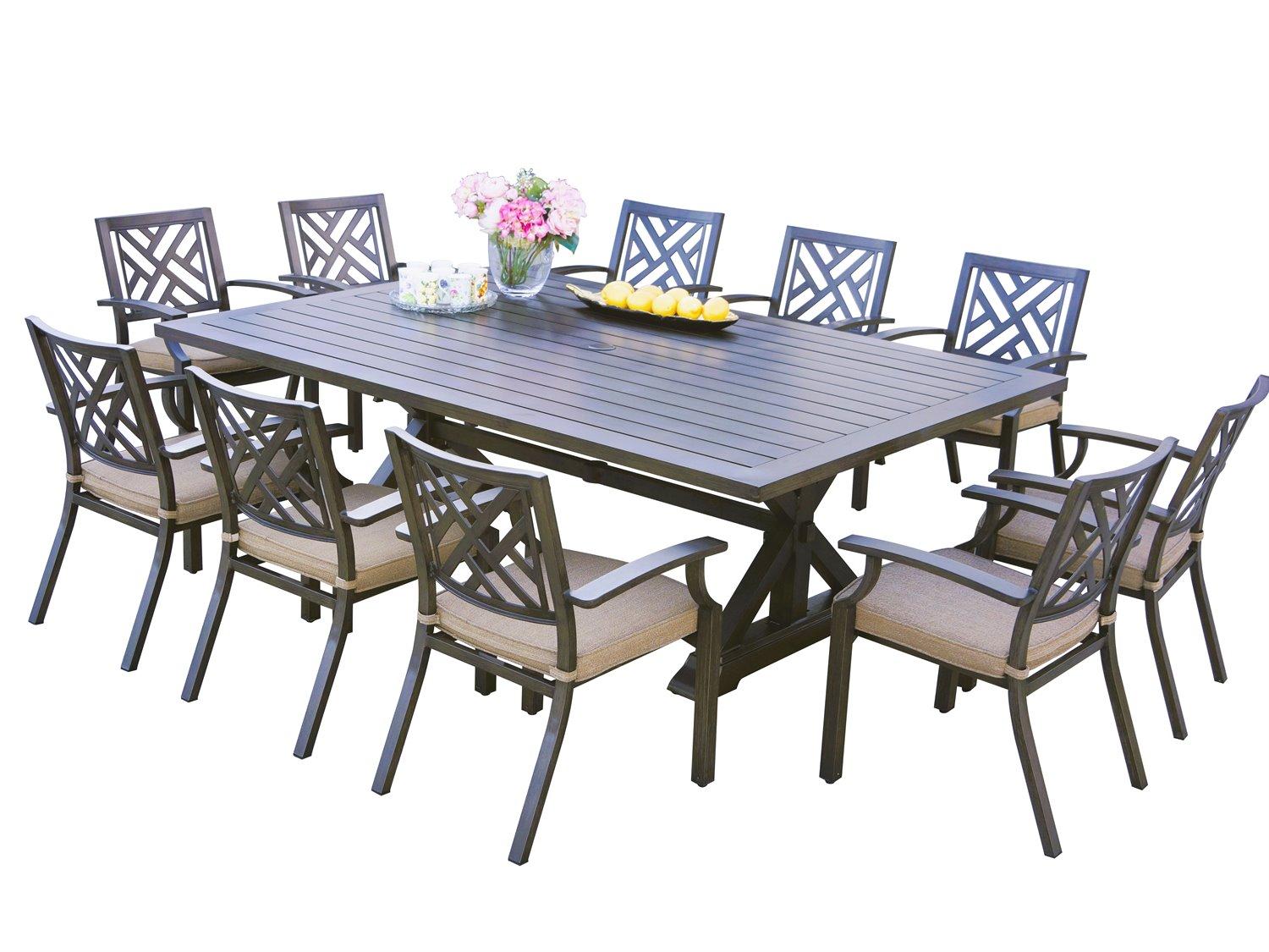 Darlee Outdoor Living Brooklyn Aluminum Multibrown 11 Piece Dining Set
