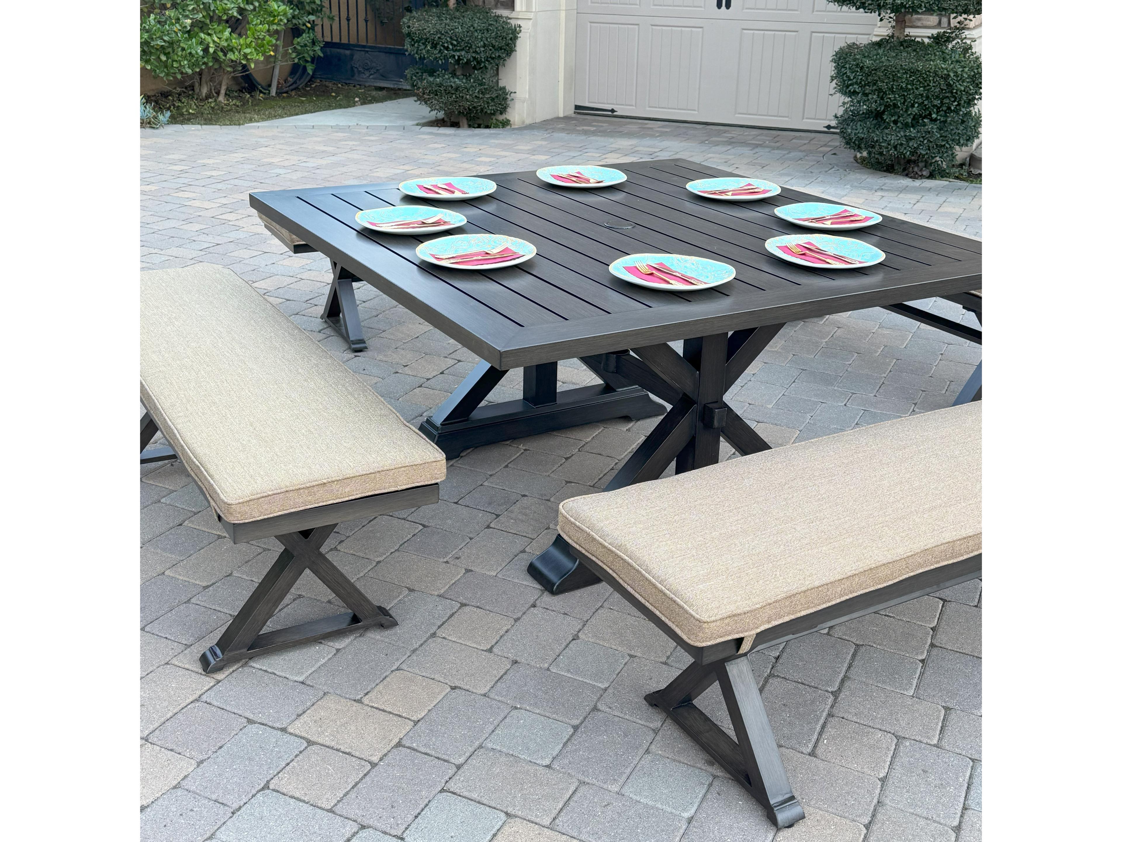 Darlee Outdoor Living Brooklyn Aluminum 5-Piece Patio Dining Set with 59" Square Dining Table