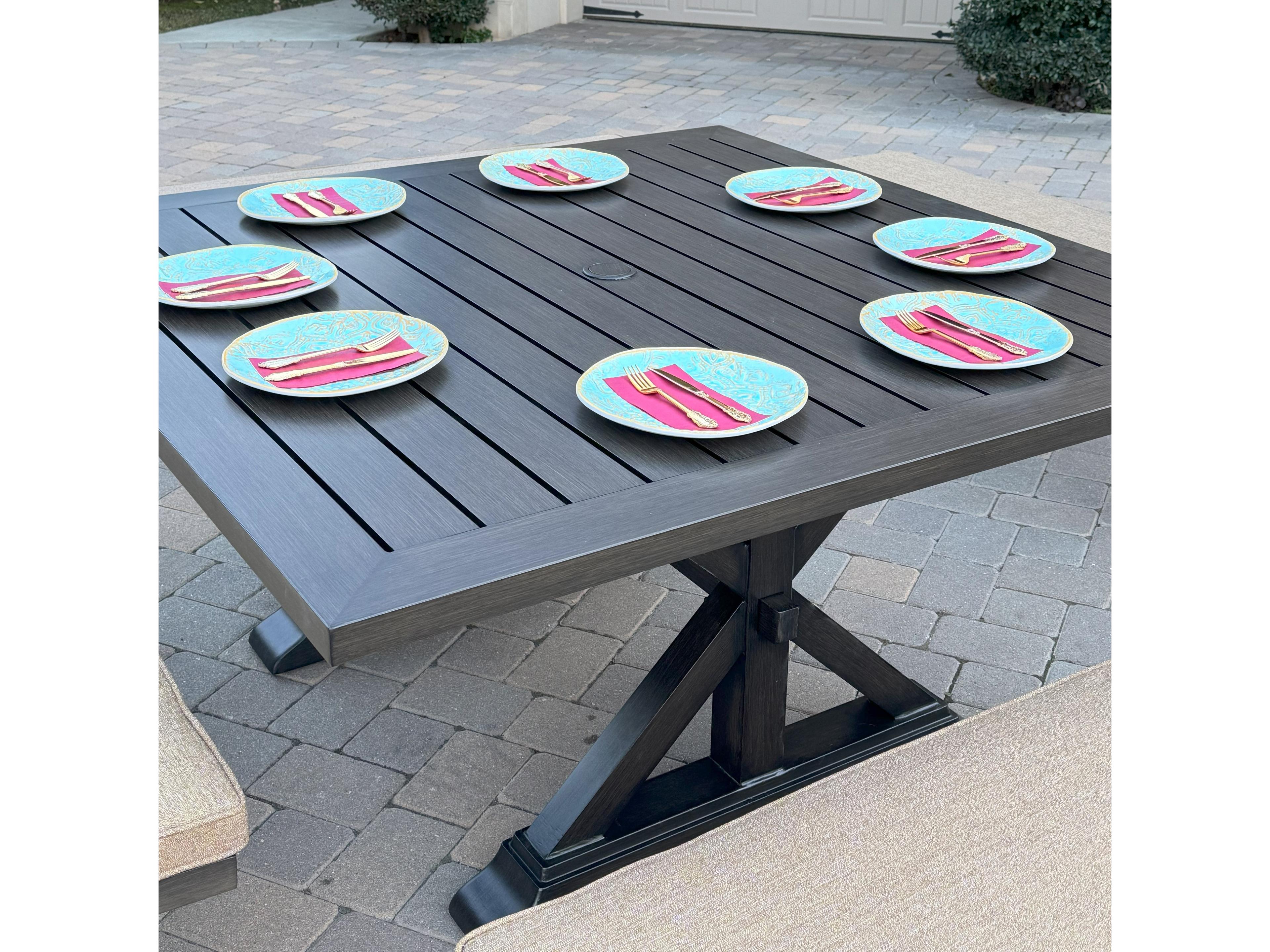 Darlee Outdoor Living Brooklyn Aluminum 5-Piece Patio Dining Set with 59" Square Dining Table