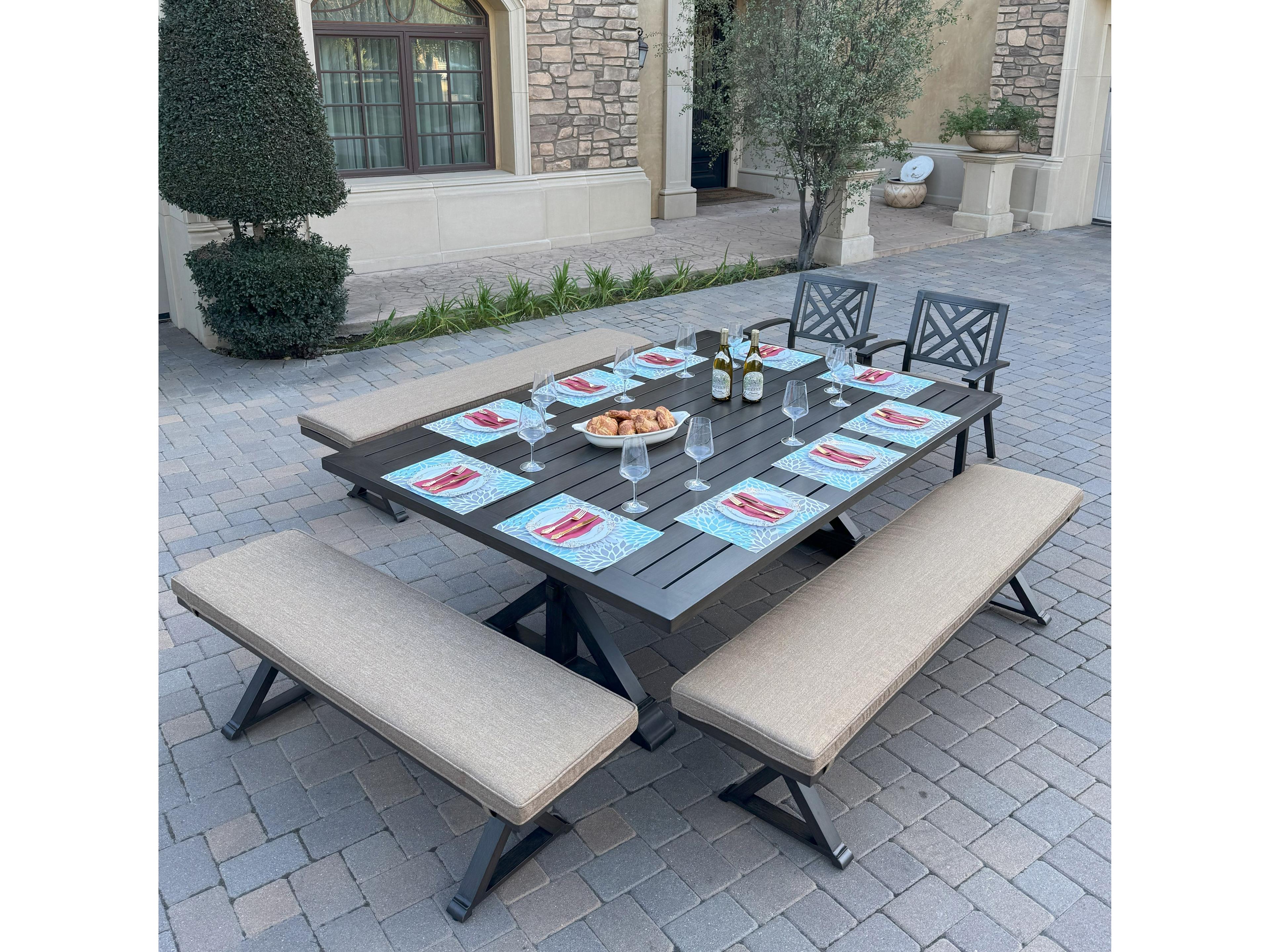 Darlee Outdoor Living Brooklyn Aluminum 6-Piece Dining Set with 88" x 59" Rectangular Dining Table