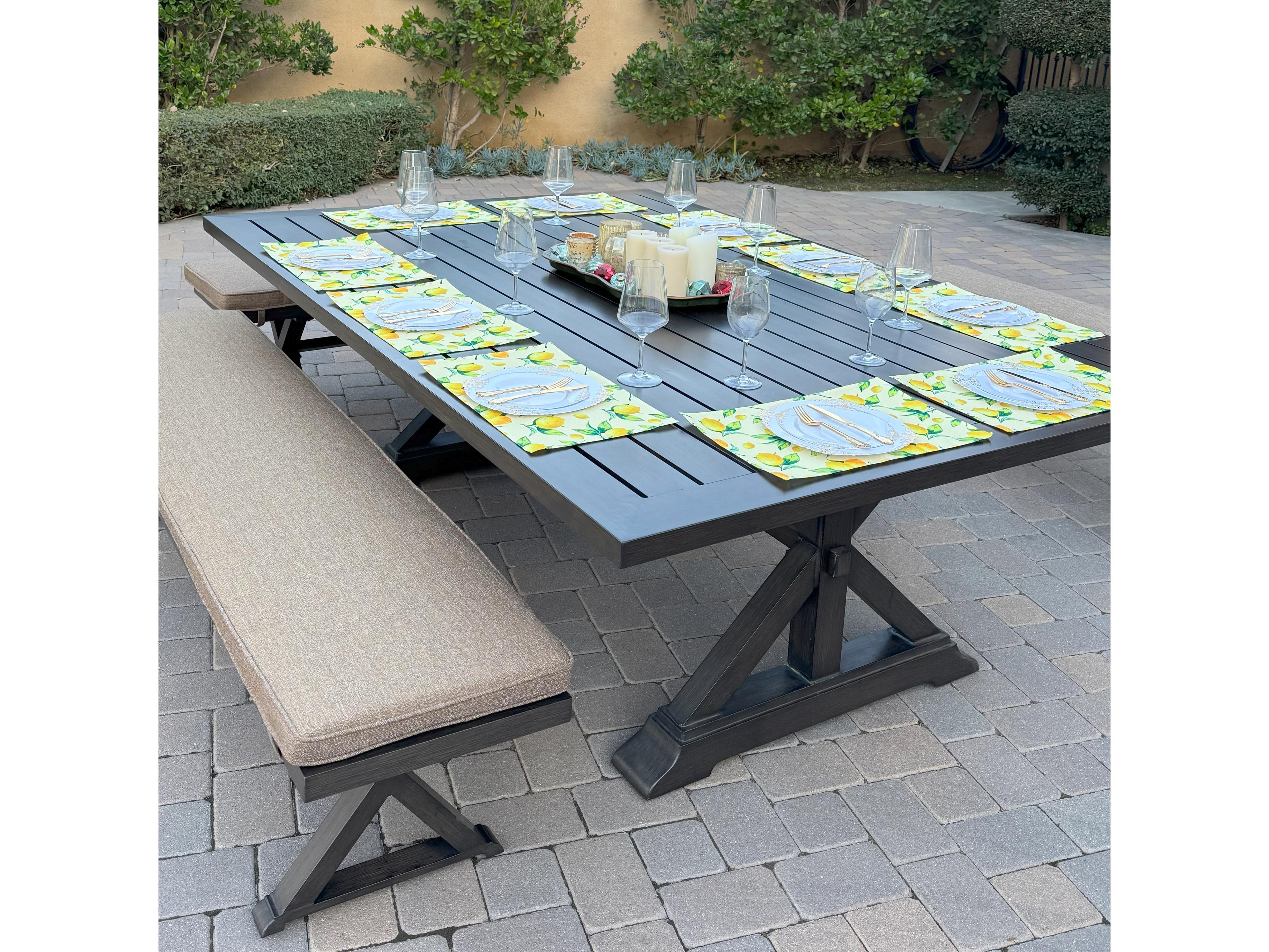 Darlee Outdoor Living Brooklyn Aluminum 6-Piece Dining Set with 88" x 59" Rectangular Dining Table