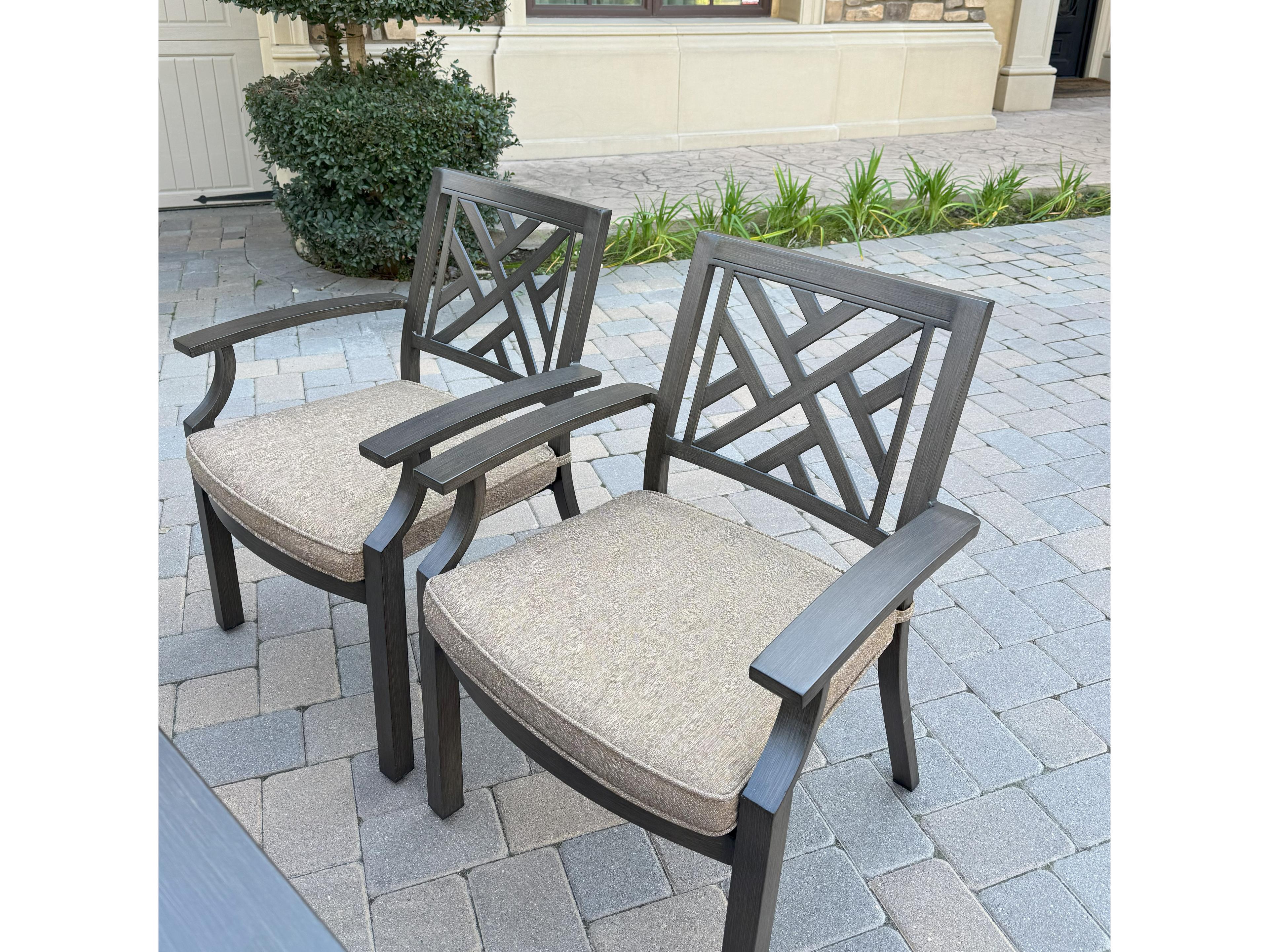 Darlee Outdoor Living Brooklyn Aluminum 6-Piece Dining Set with 60" Square Propane Fire Pit Dining Table