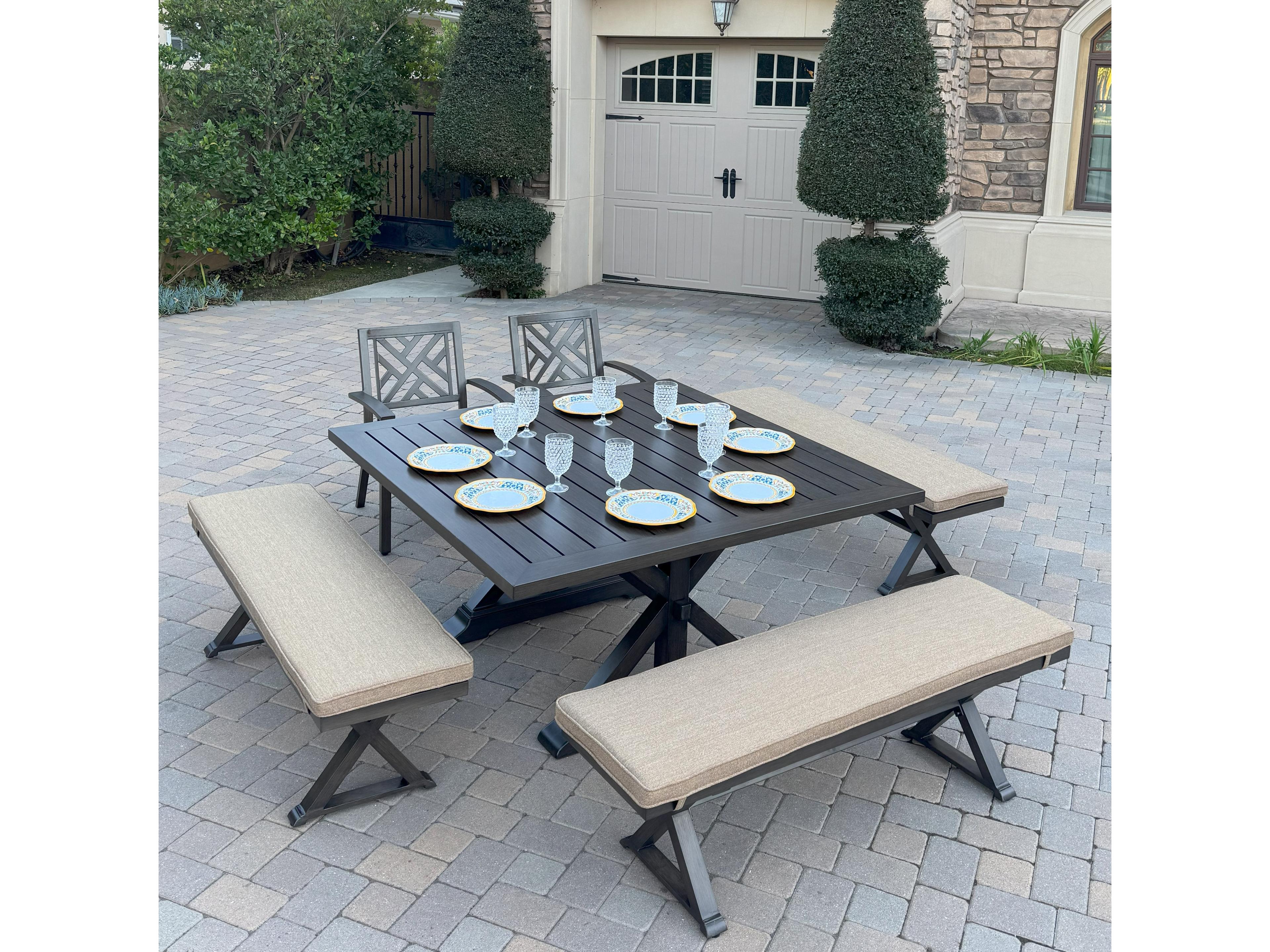 Darlee Outdoor Living Brooklyn Aluminum 6-Piece Patio Dining Set with 59" Square Dining Table