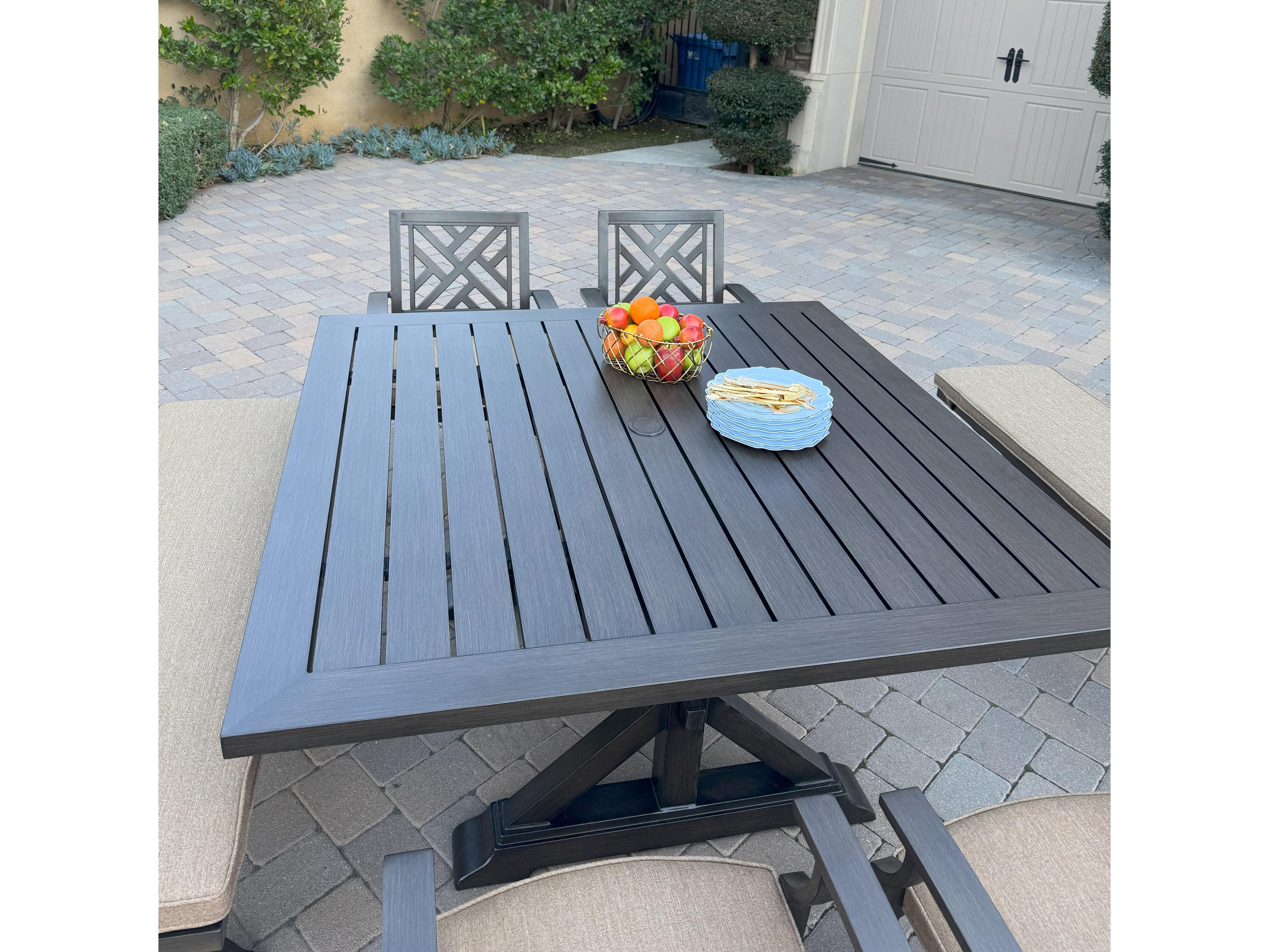 Darlee Outdoor Living Brooklyn Aluminum 7-Piece Patio Dining Set with 59" Square Dining Table