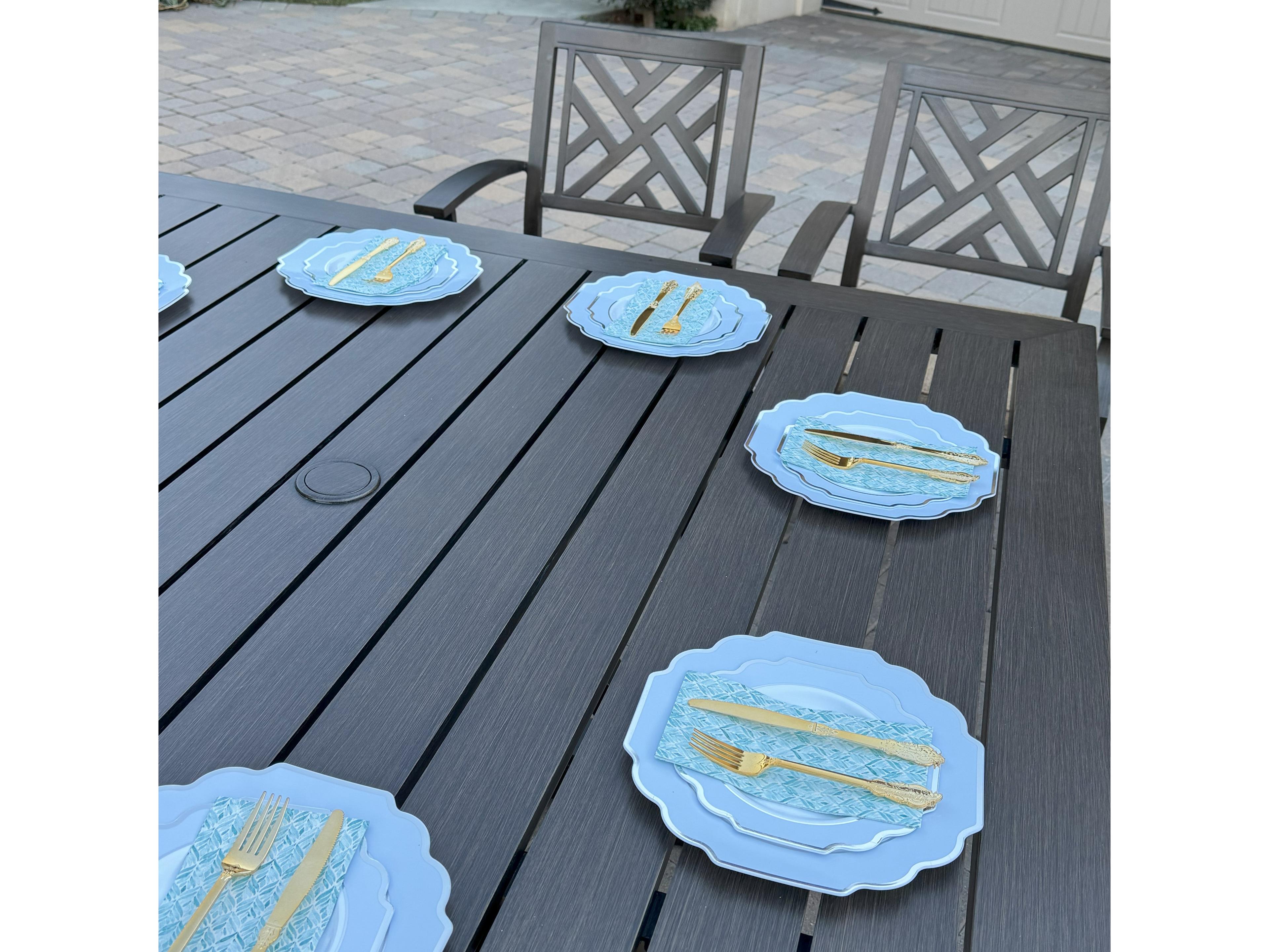 Darlee Outdoor Living Brooklyn Aluminum 9-Piece Dining Set with 59" Square Dining Table