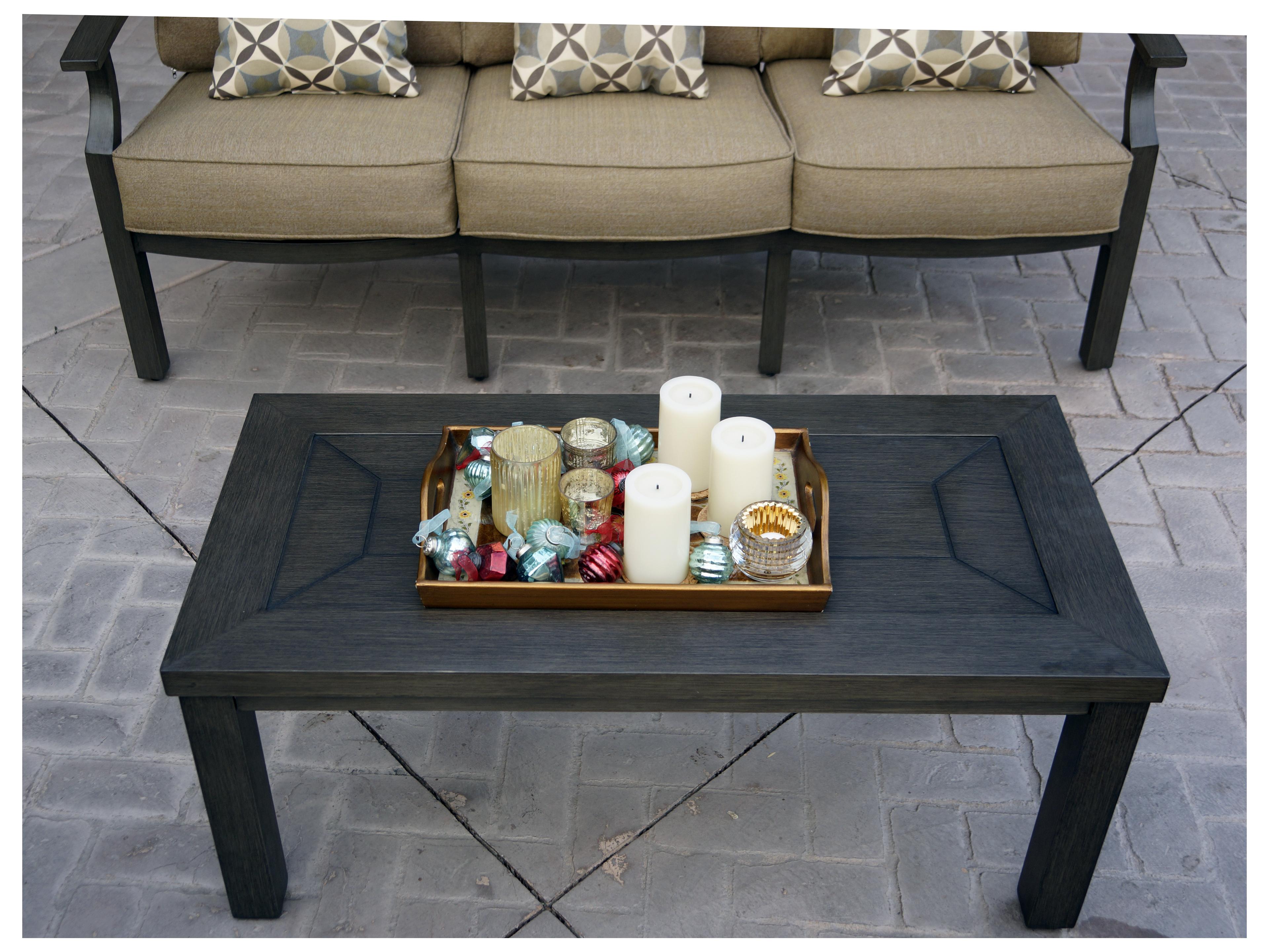 Darlee Outdoor Living Brooklyn Cast Aluminum Multi-Brown Rectangular Coffee Table