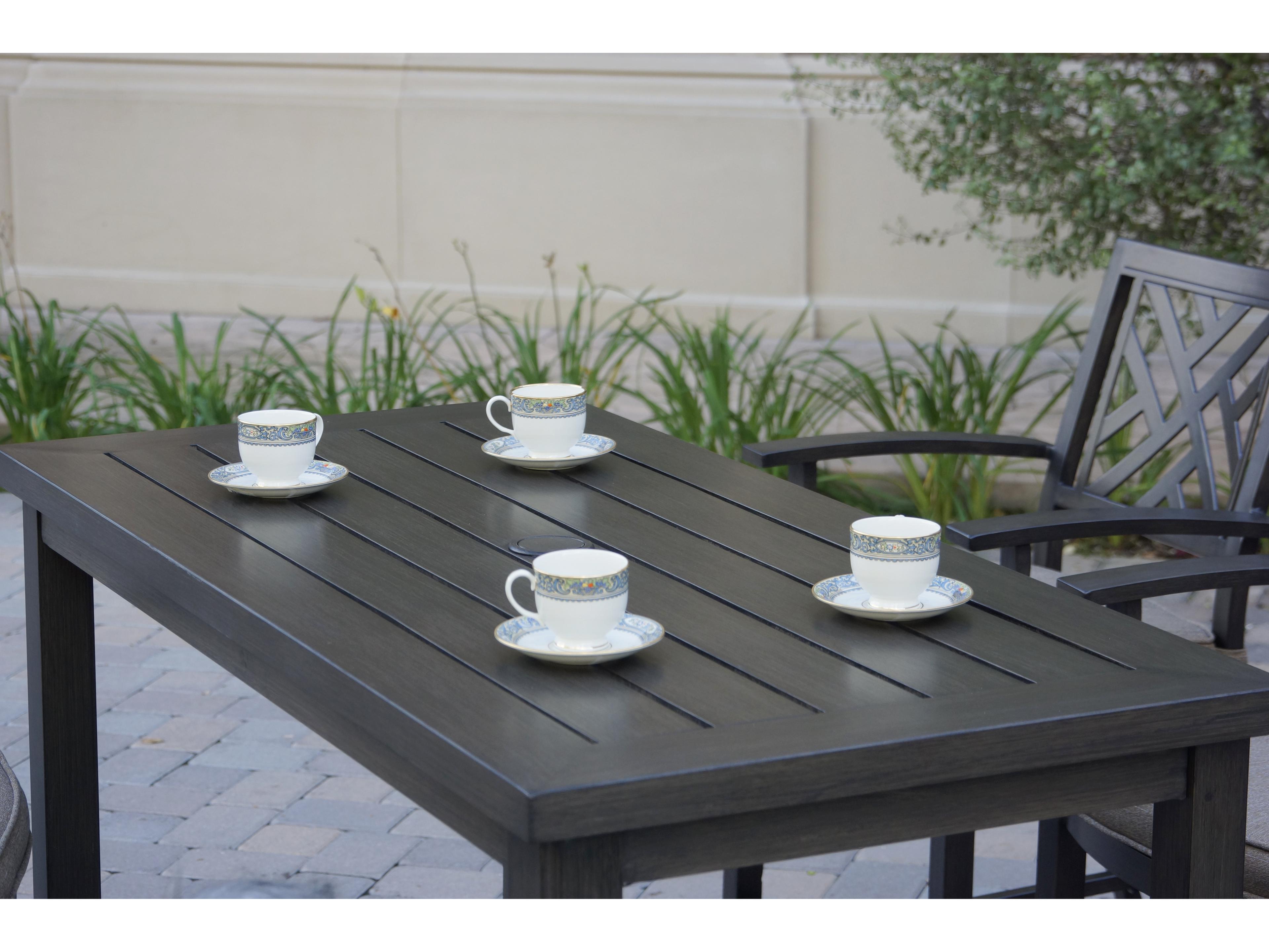 Darlee Outdoor Living Brooklyn Cast Aluminum Multibrown Rectangular Counter Table with Umbrella Hole