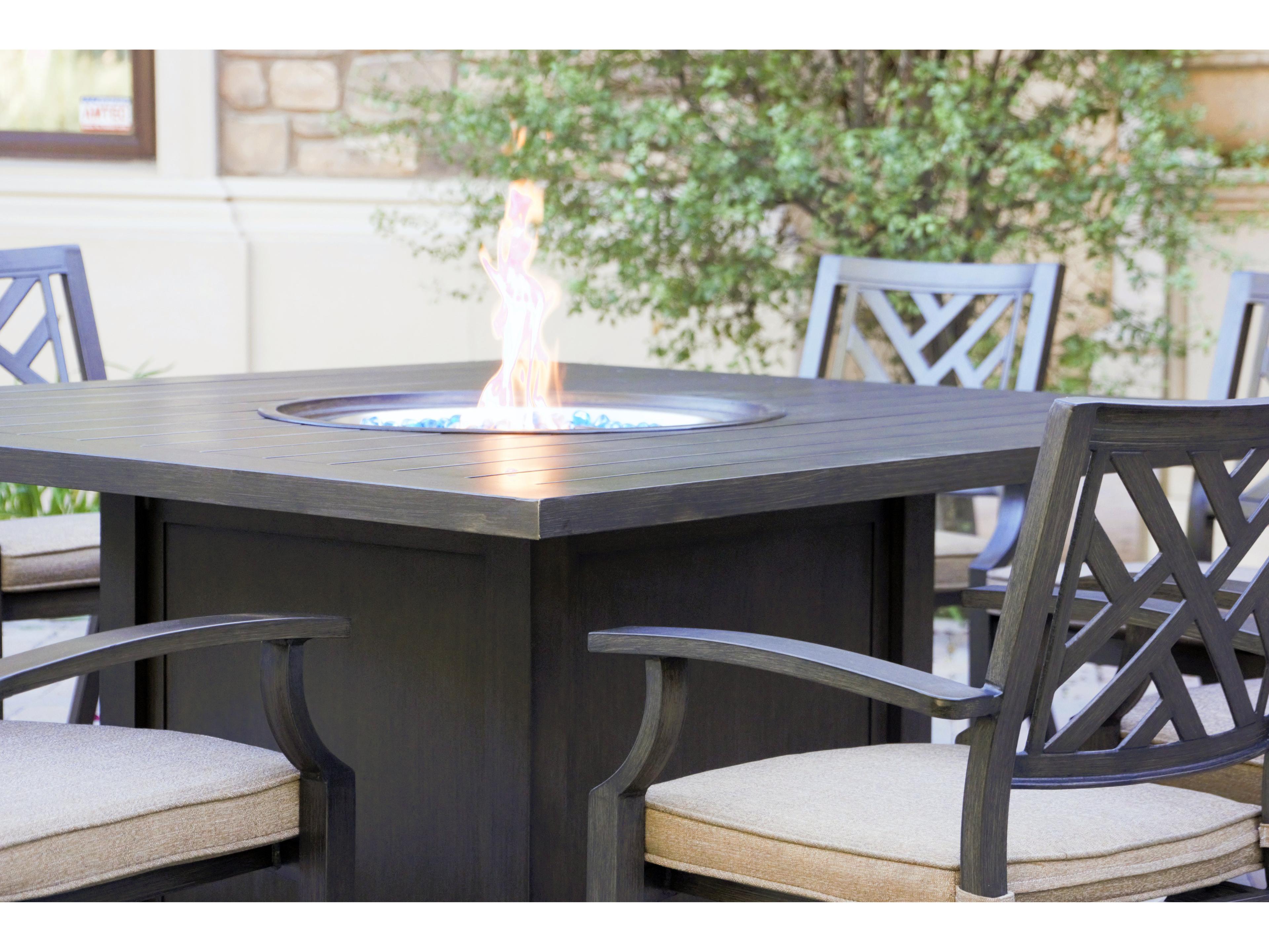 Darlee Outdoor Living Brooklyn Aluminum Multibrown Square Propane Dining Fire Pit Table