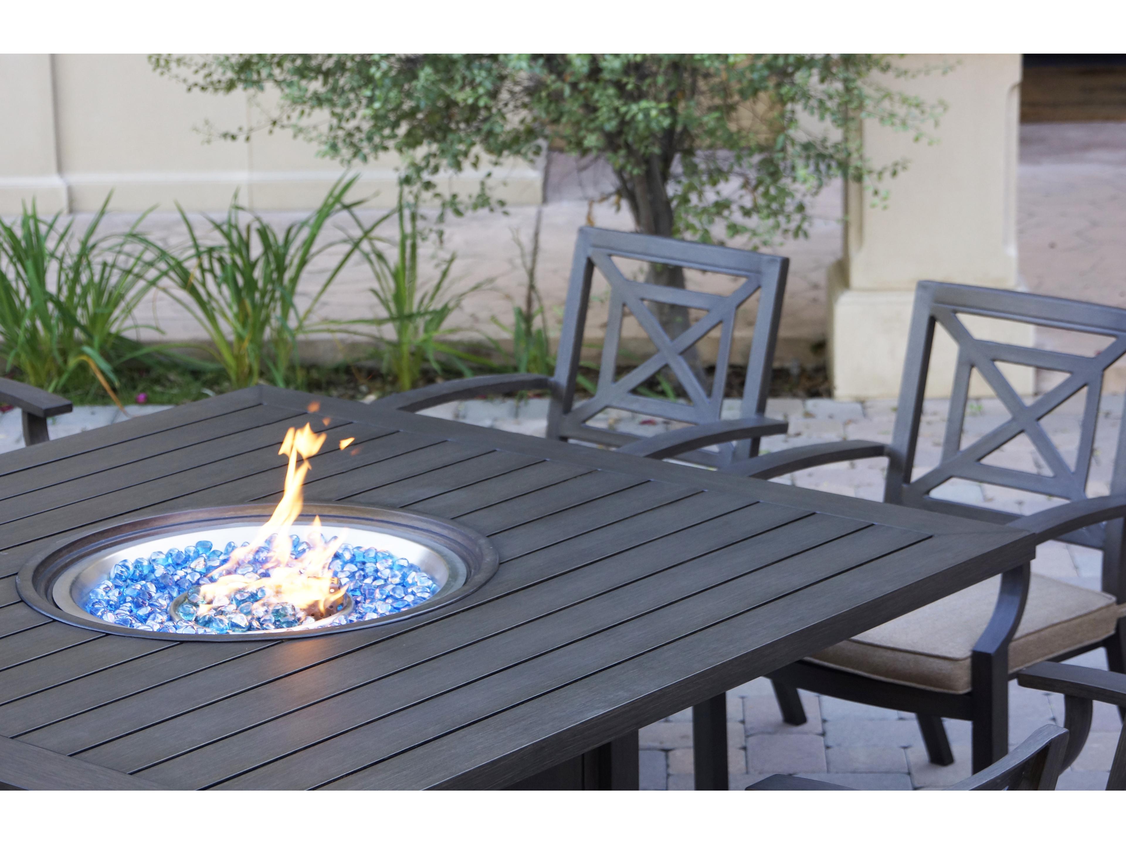 Darlee Outdoor Living Brooklyn Aluminum Multibrown Square Propane Dining Fire Pit Table