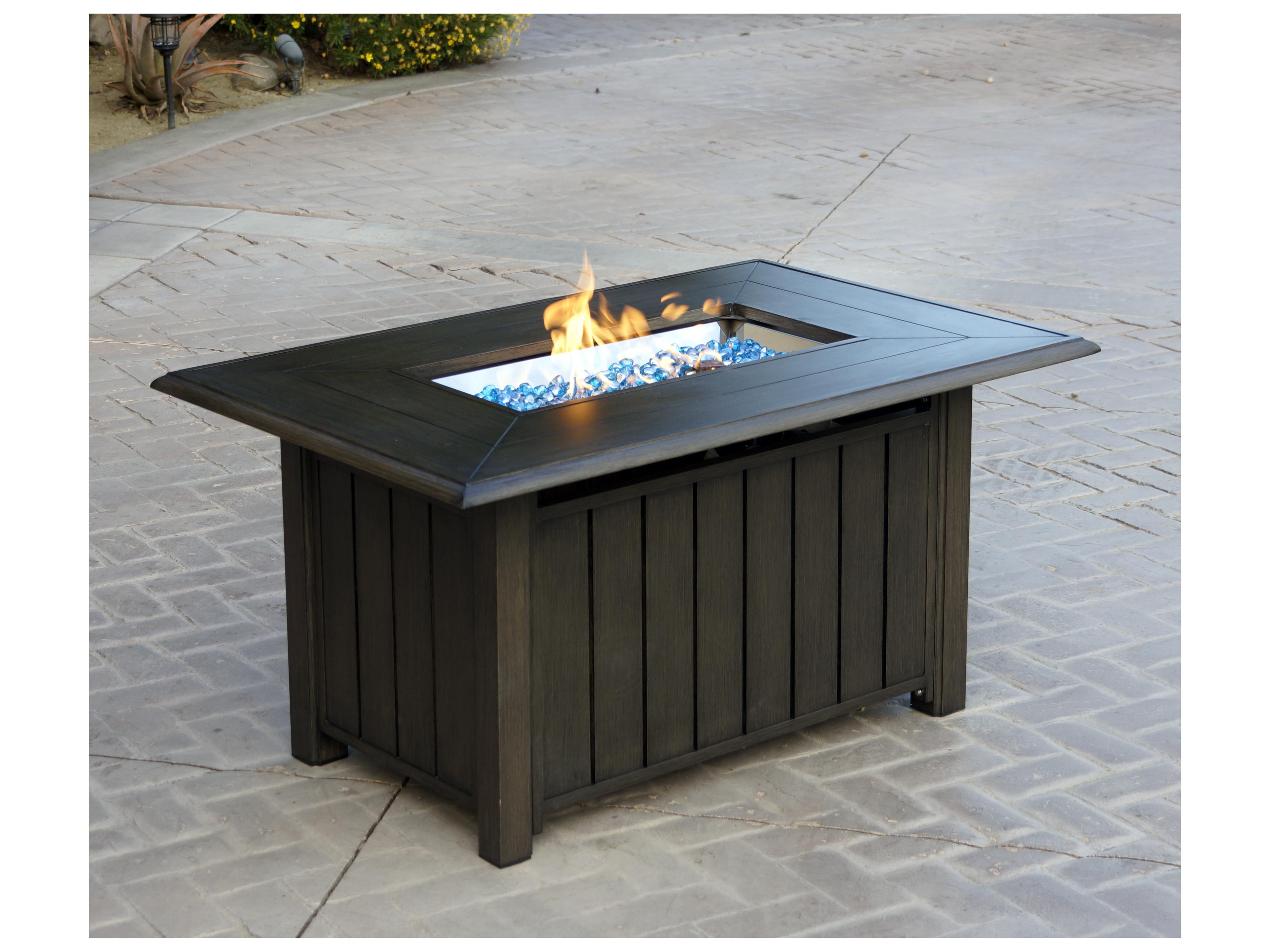 Darlee Outdoor Living Brooklyn Aluminum Multibrown Rectangular Propane Coffee Fire Pit Table