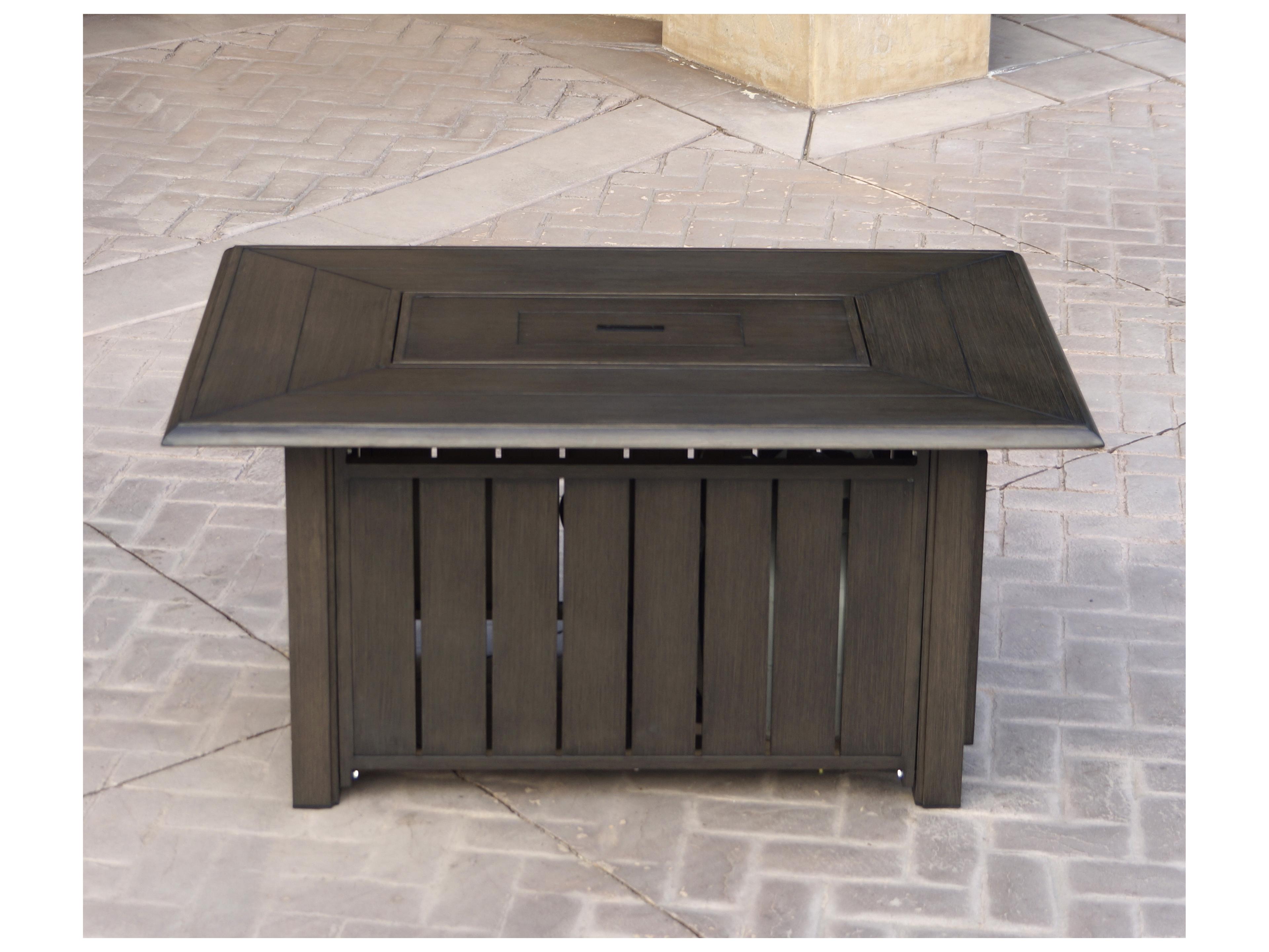 Darlee Outdoor Living Brooklyn Aluminum Multibrown Rectangular Propane Coffee Fire Pit Table