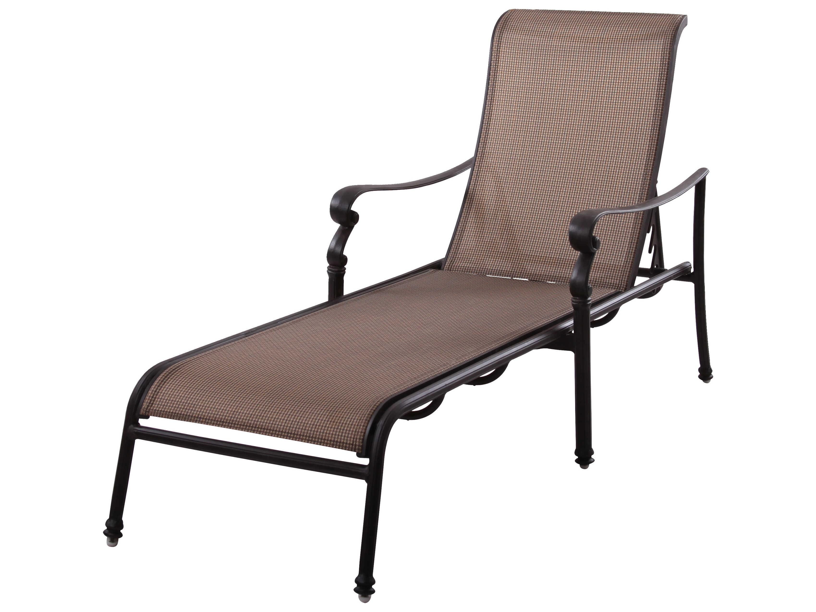 Darlee Outdoor Living Monterey Sling Cast Aluminum Antique Bronze Chaise Lounge Set of 2