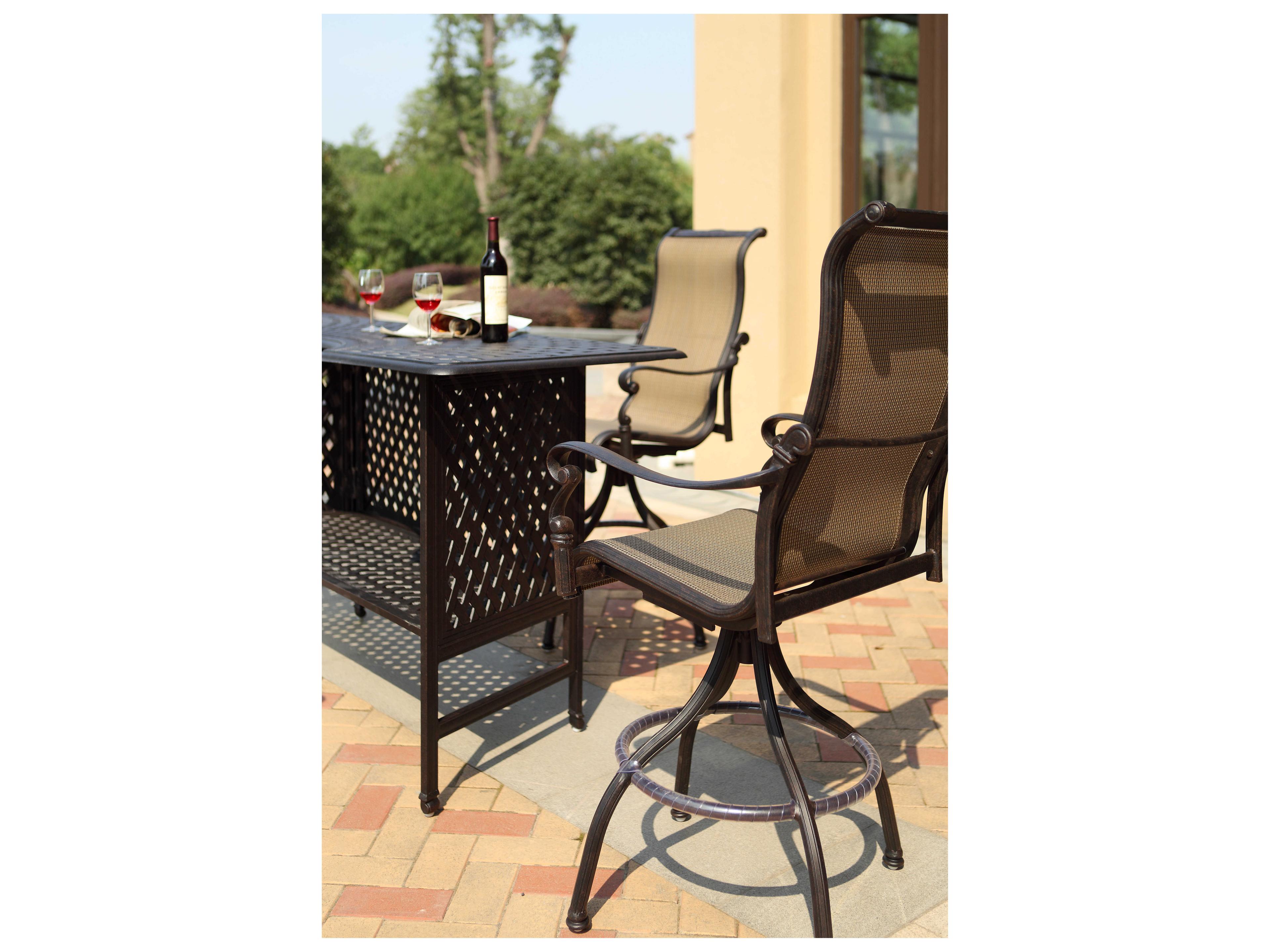 Darlee Outdoor Living Monterey Sling Cast Aluminum Antique Bronze Swivel Bar Stool Set of 4