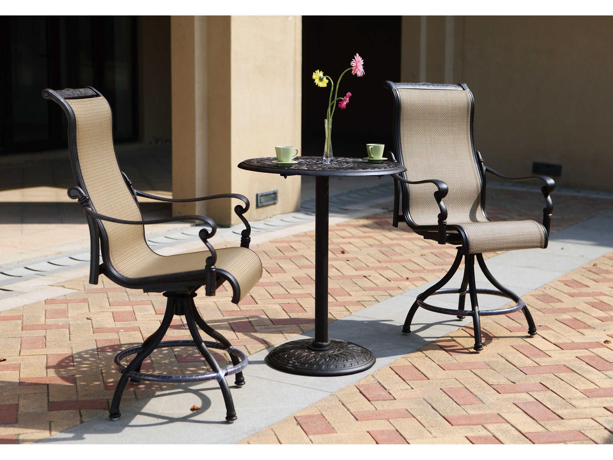 Darlee Outdoor Living Monterey Sling Cast Aluminum Antique Bronze Counter Height Stool Set of 6