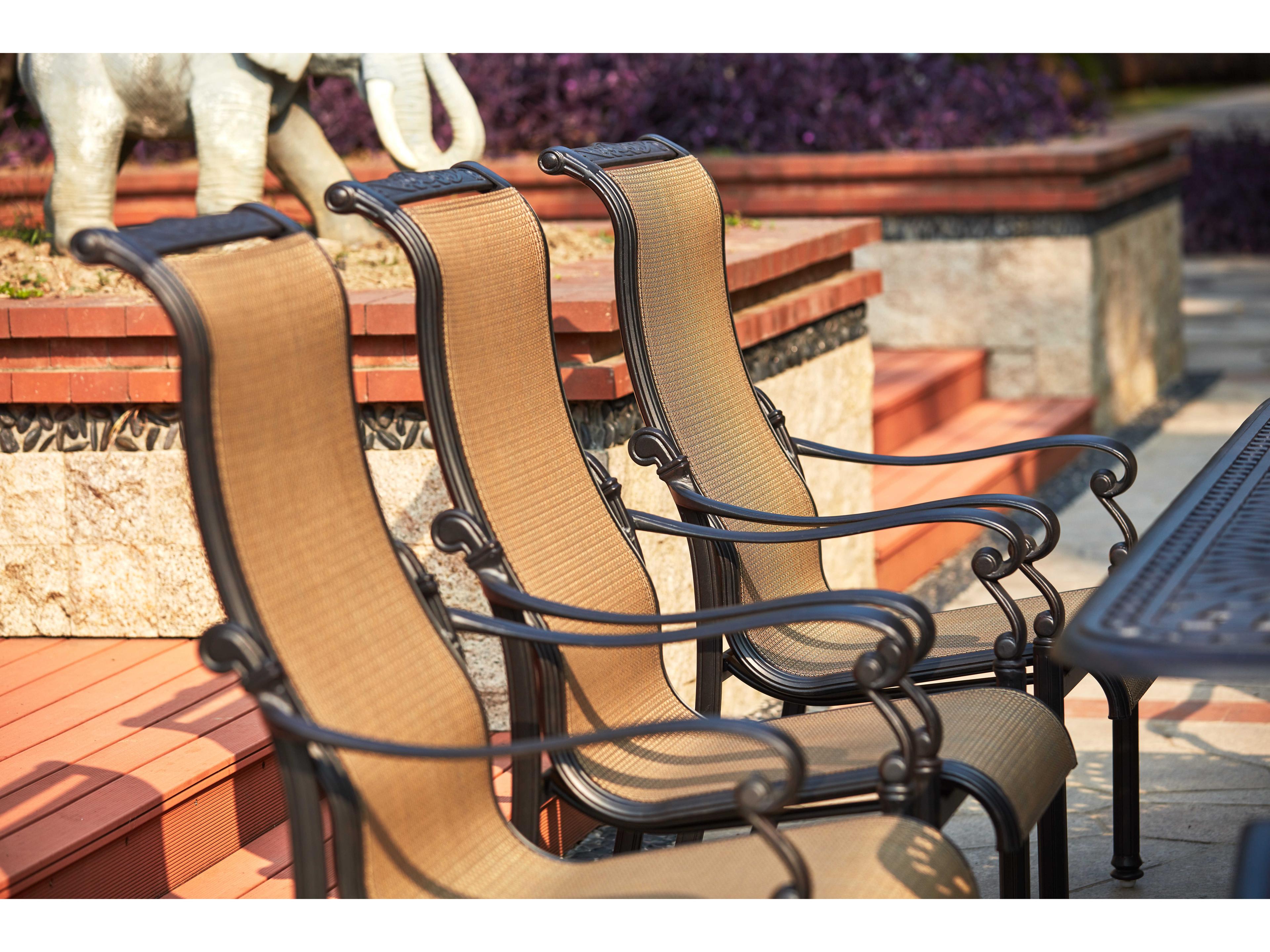 Darlee Outdoor Living Monterey Sling Cast Aluminum Antique Bronze 9 Piece Dining Set