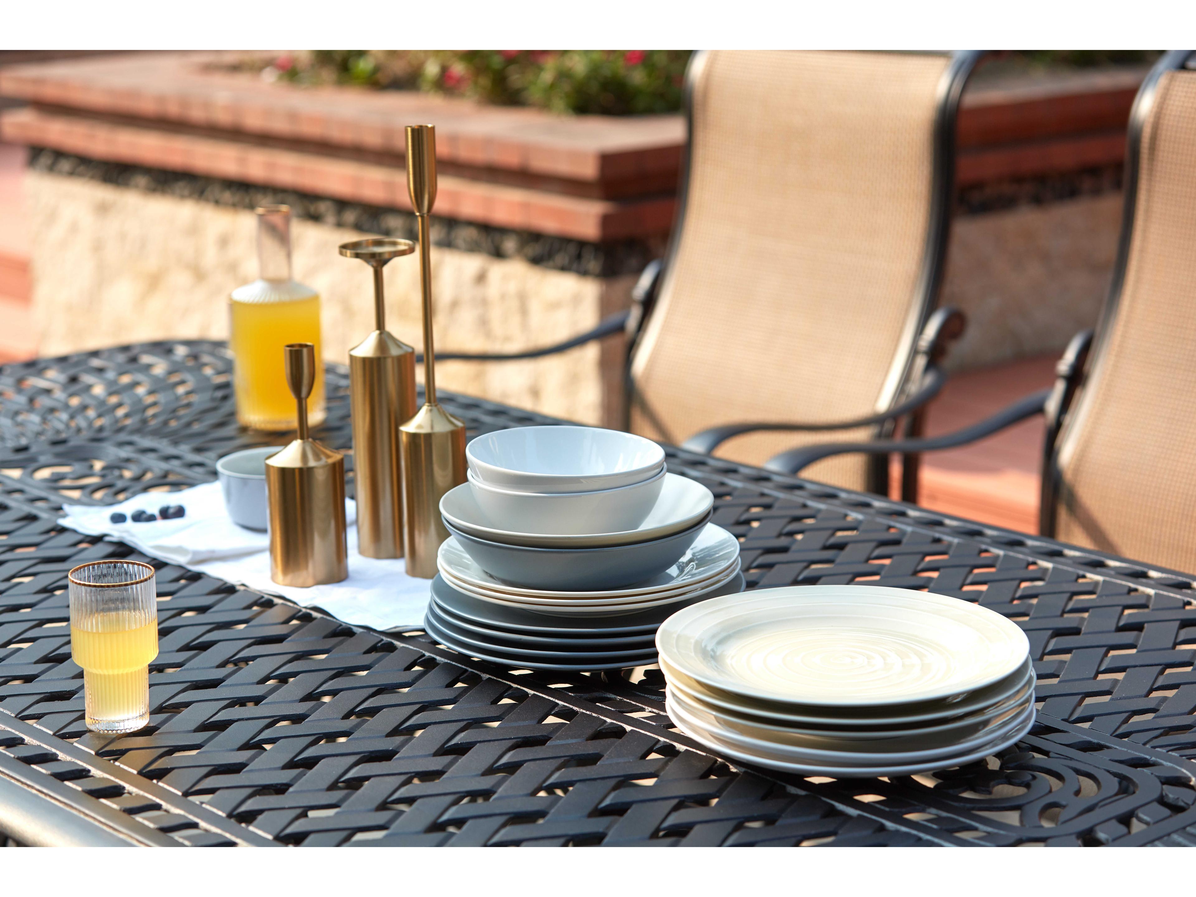 Darlee Outdoor Living Monterey Sling Cast Aluminum Antique Bronze 9 Piece Dining Set