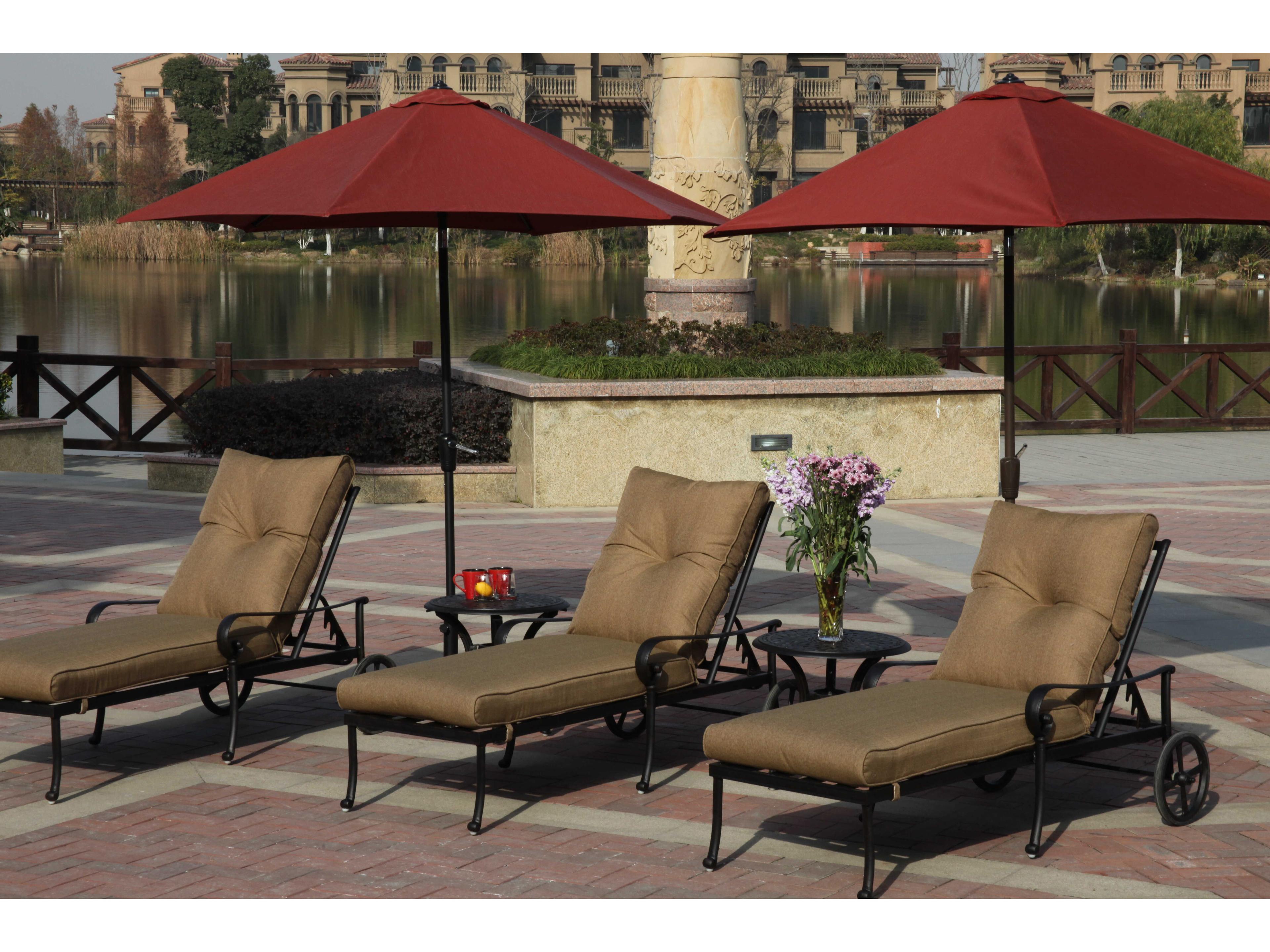 Darlee Outdoor Living Santa Anita Cast Aluminum Antique Bronze Chaise Lounge Set of 2
