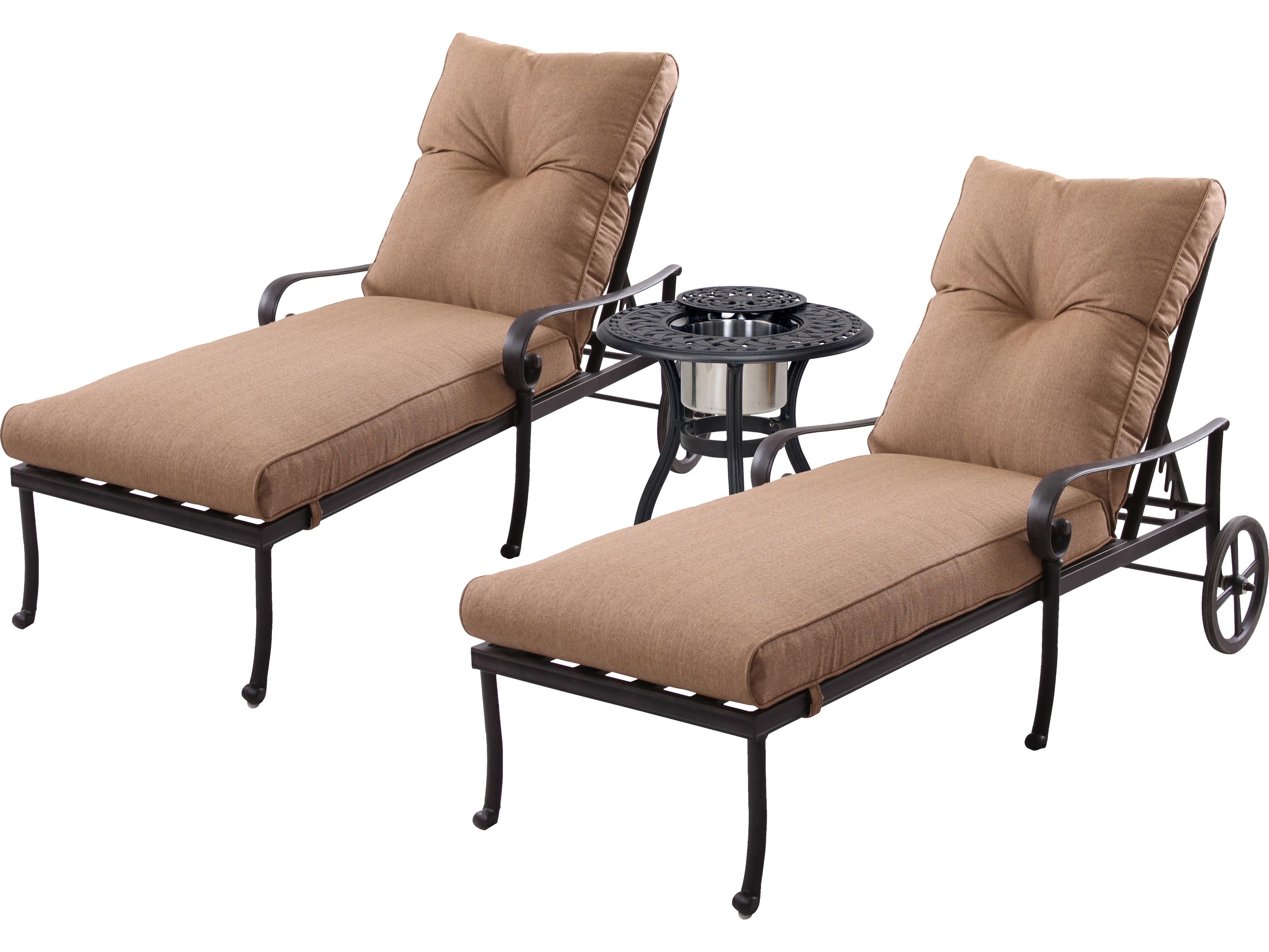 Darlee Outdoor Living Santa Anita Cast Aluminum Antique Bronze 3 Piece Lounge Set with Ice Bucket Insert