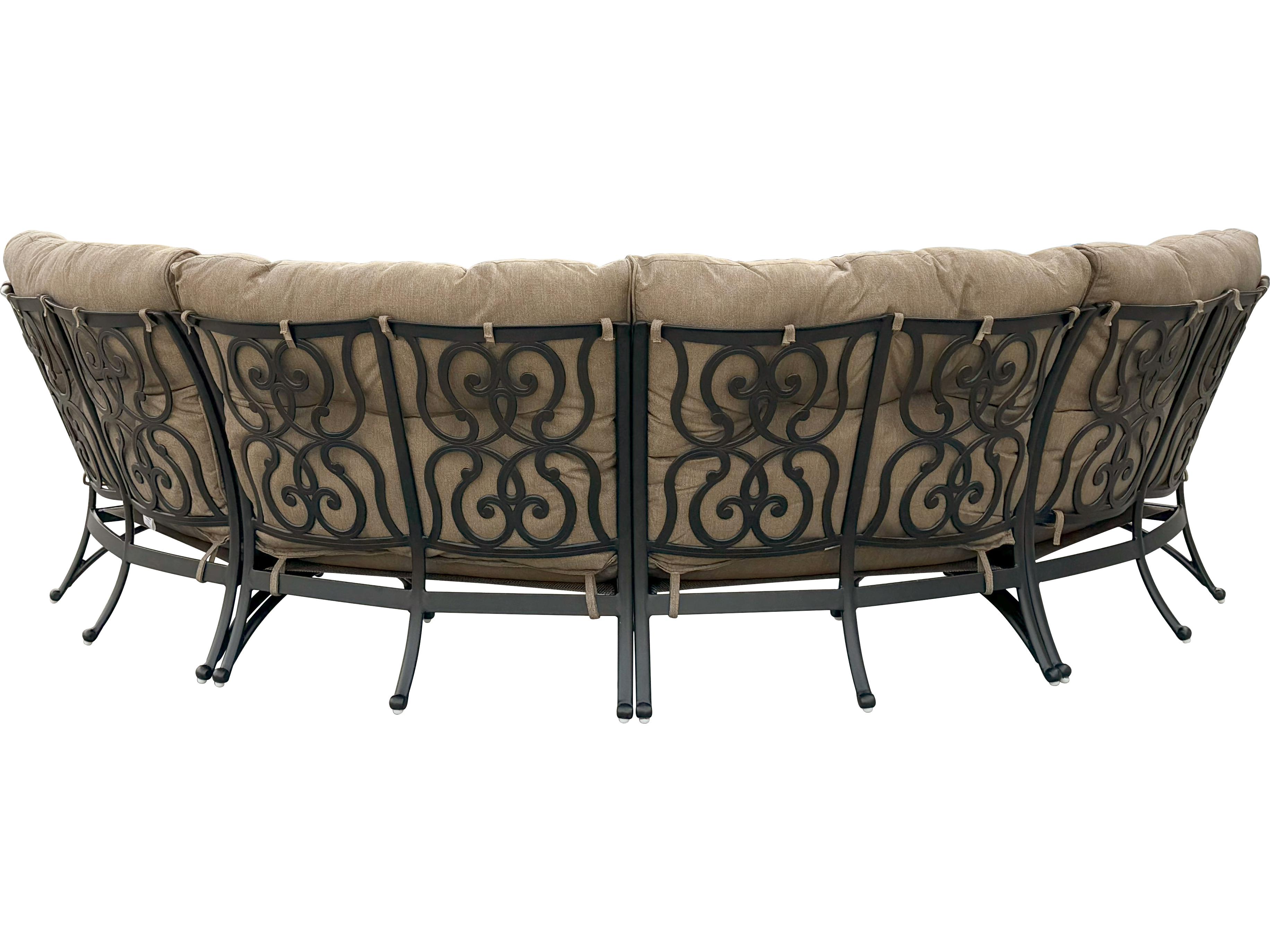 Darlee Outdoor Living Santa Anita Cast Aluminum 4-Piece Sectional Crescent Sofa with Sunbrella Cushions