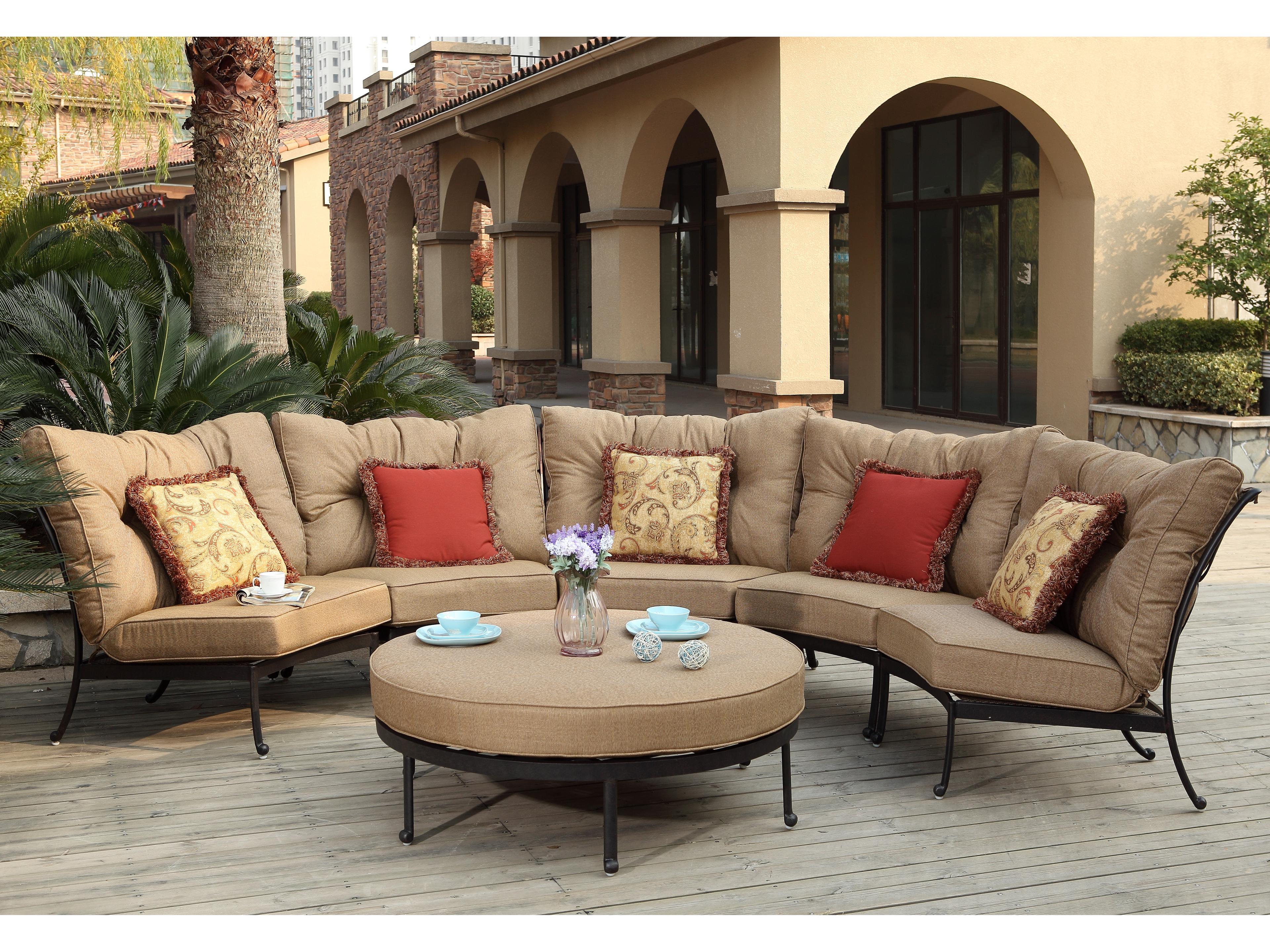 Darlee Outdoor Living Santa Anita Cast Aluminum Antique Bronze 7 Piece Sectional Lounge Set