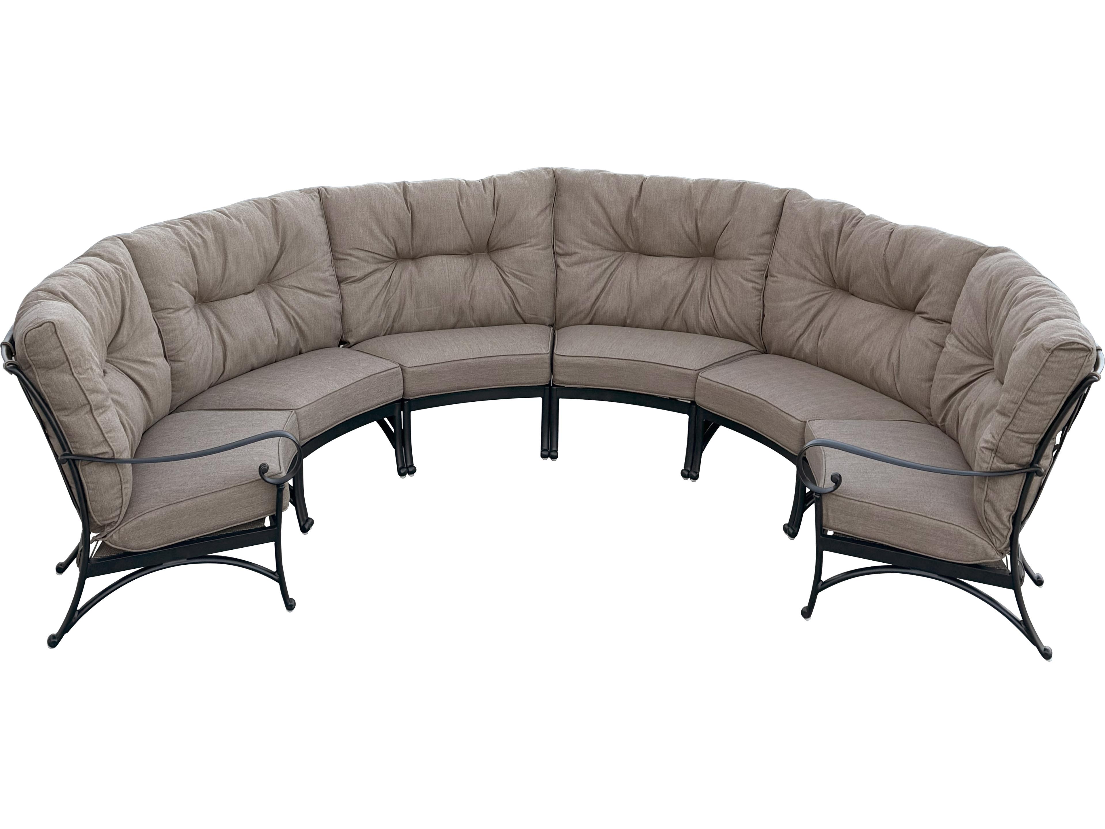 Darlee Outdoor Living Santa Anita Cast Aluminum 6-Piece Sectional Crescent Sofa with Sunbrella Cushions