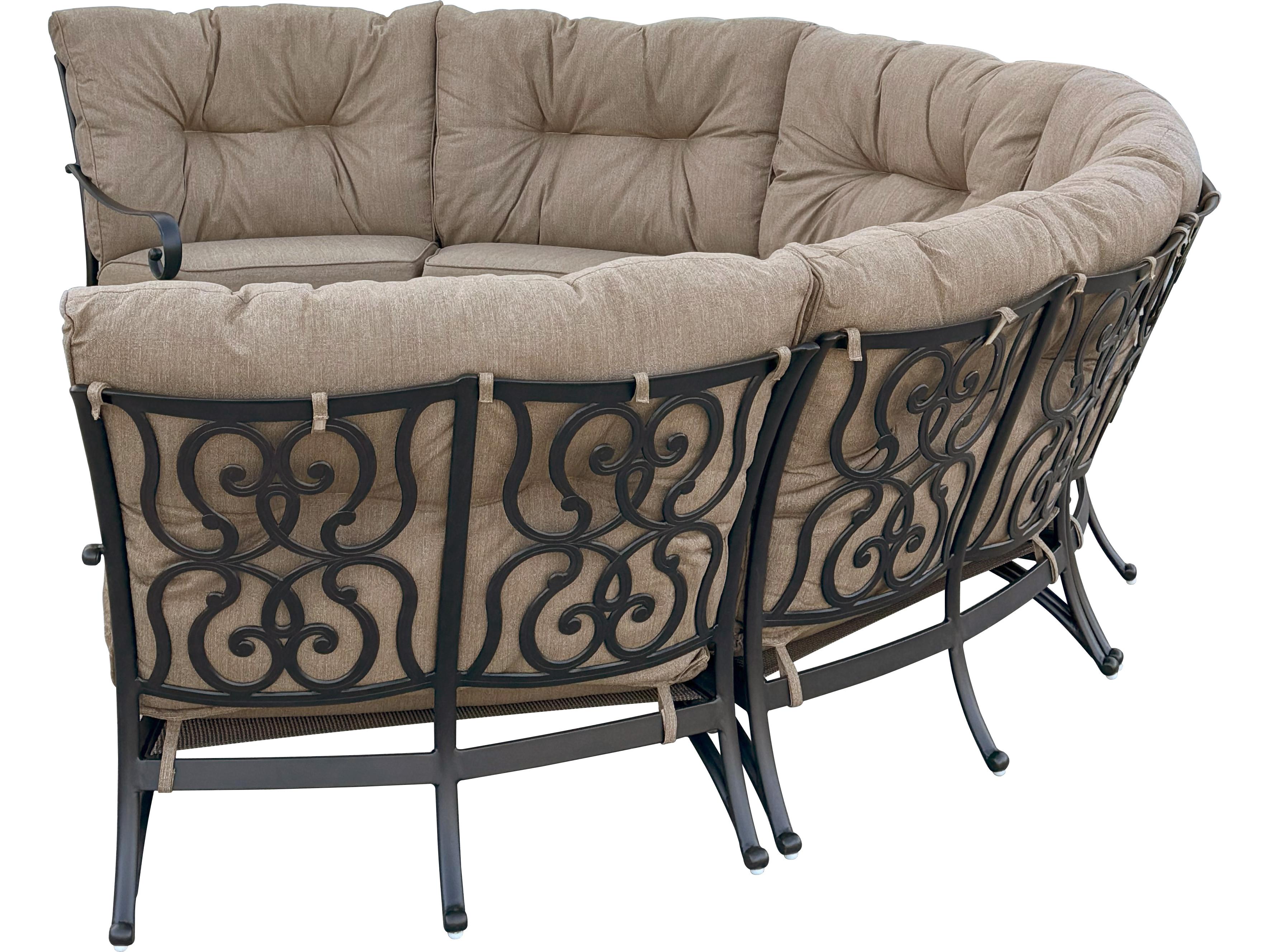 Darlee Outdoor Living Santa Anita Cast Aluminum 6-Piece Sectional Crescent Sofa with Sunbrella Cushions