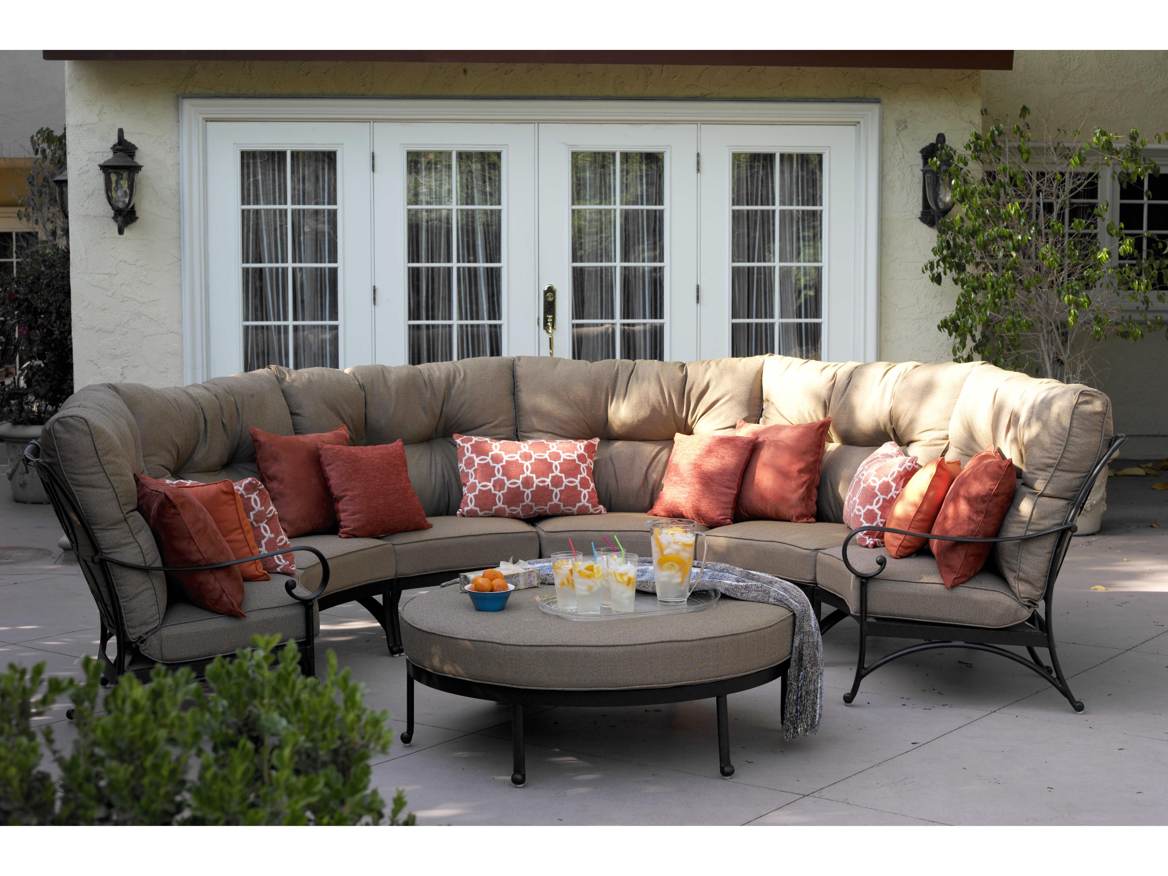 Darlee Outdoor Living Santa Anita Cast Aluminum Antique Bronze 7 Piece Sectional Lounge Set