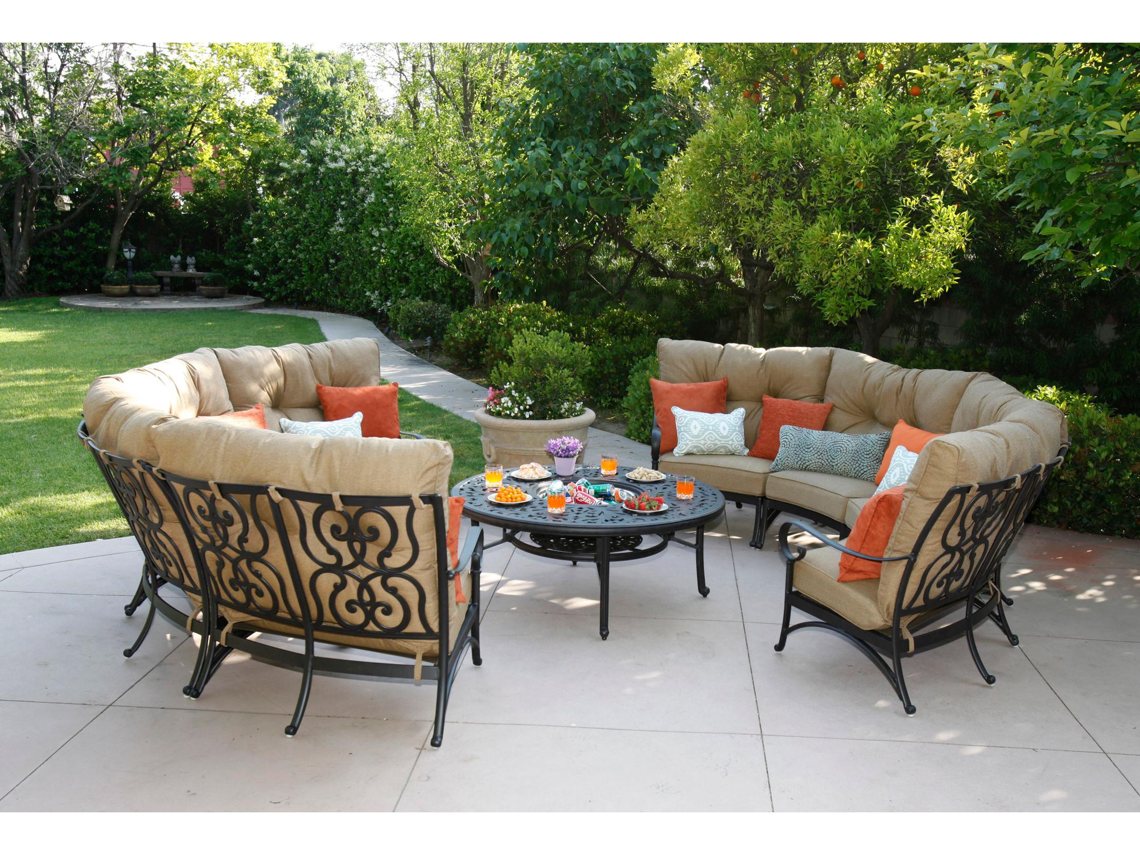 Darlee Outdoor Living Santa Anita 9-Piece Crescent Sectional Conversation Set with Sunbrella Cushions