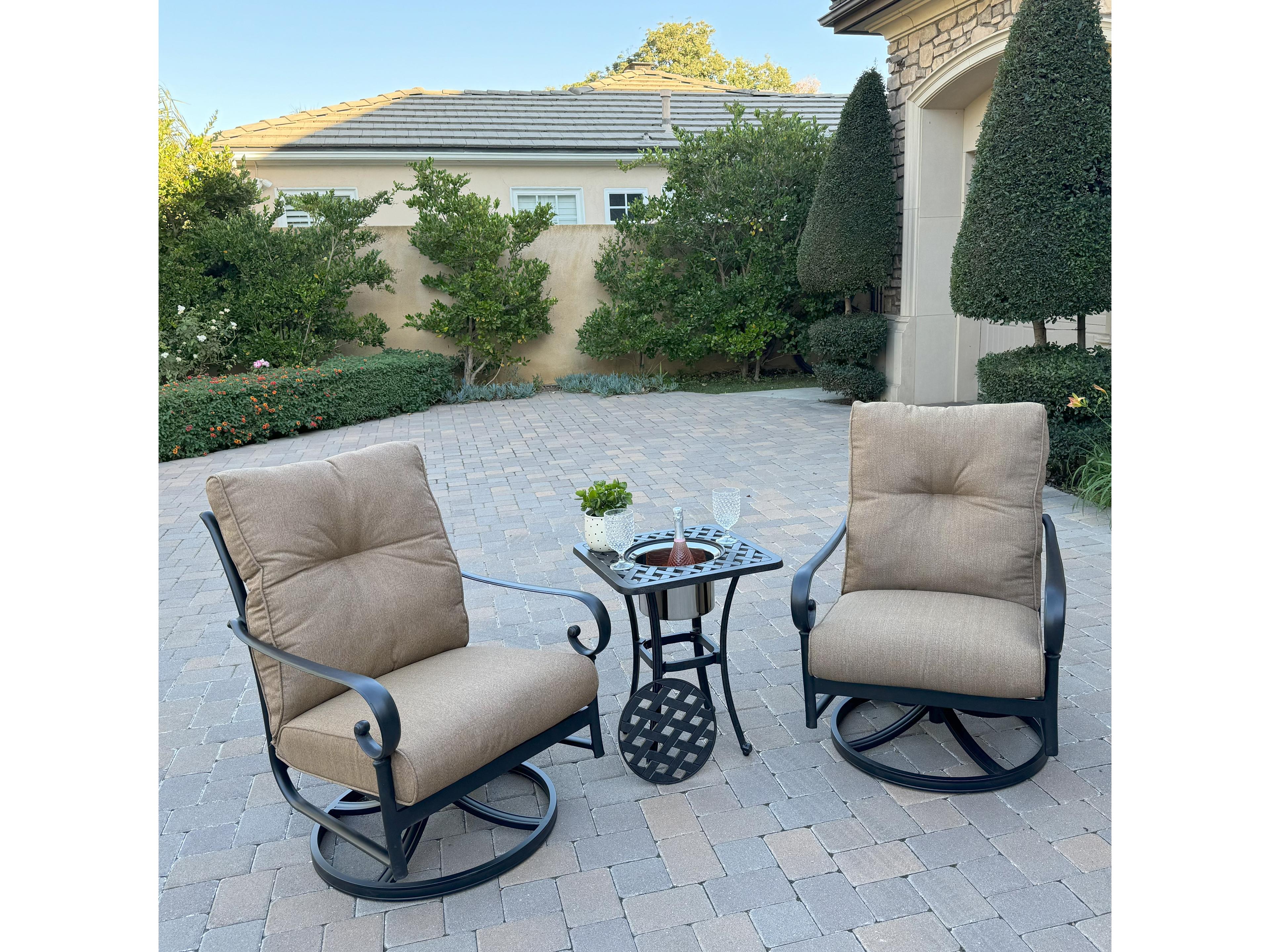 Darlee Outdoor Living Santa Anita 3-Piece Conversation Set with Sunbrella Cushions
