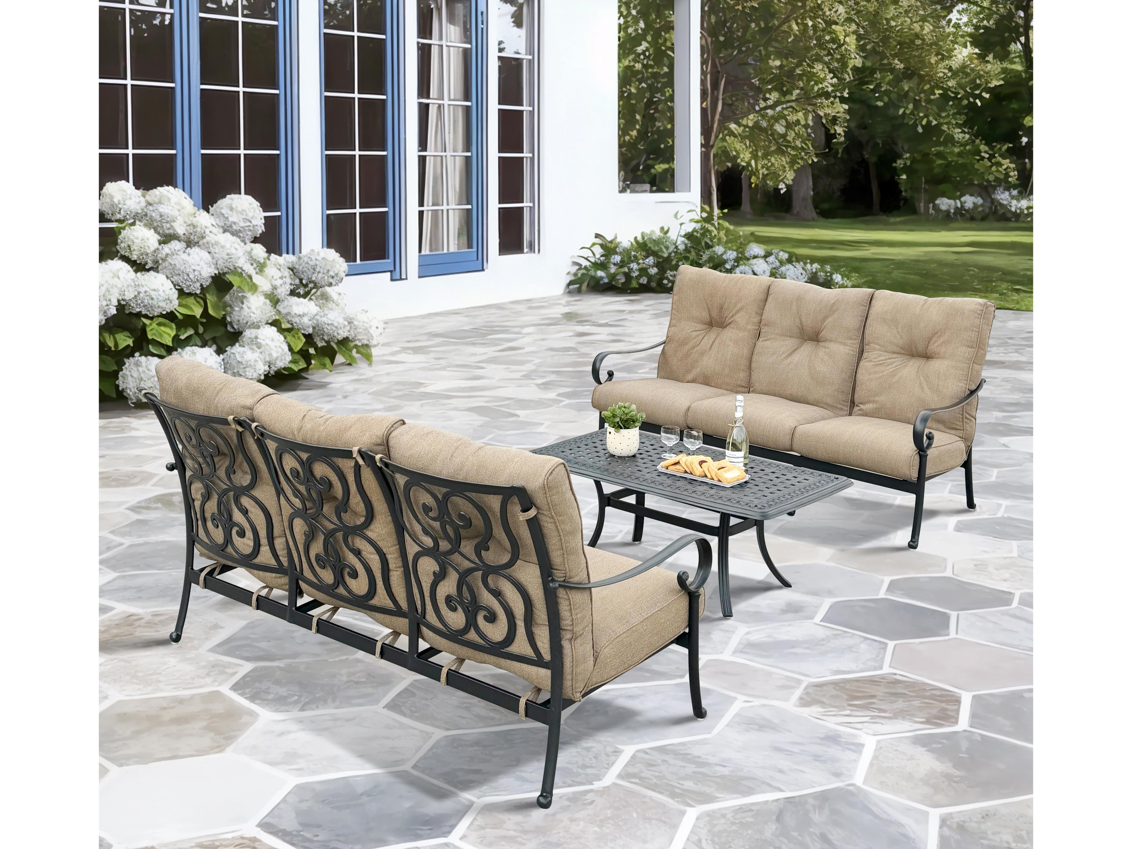 Darlee Outdoor Living Santa Anita 3-Piece Conversation Set with Sunbrella Cushions