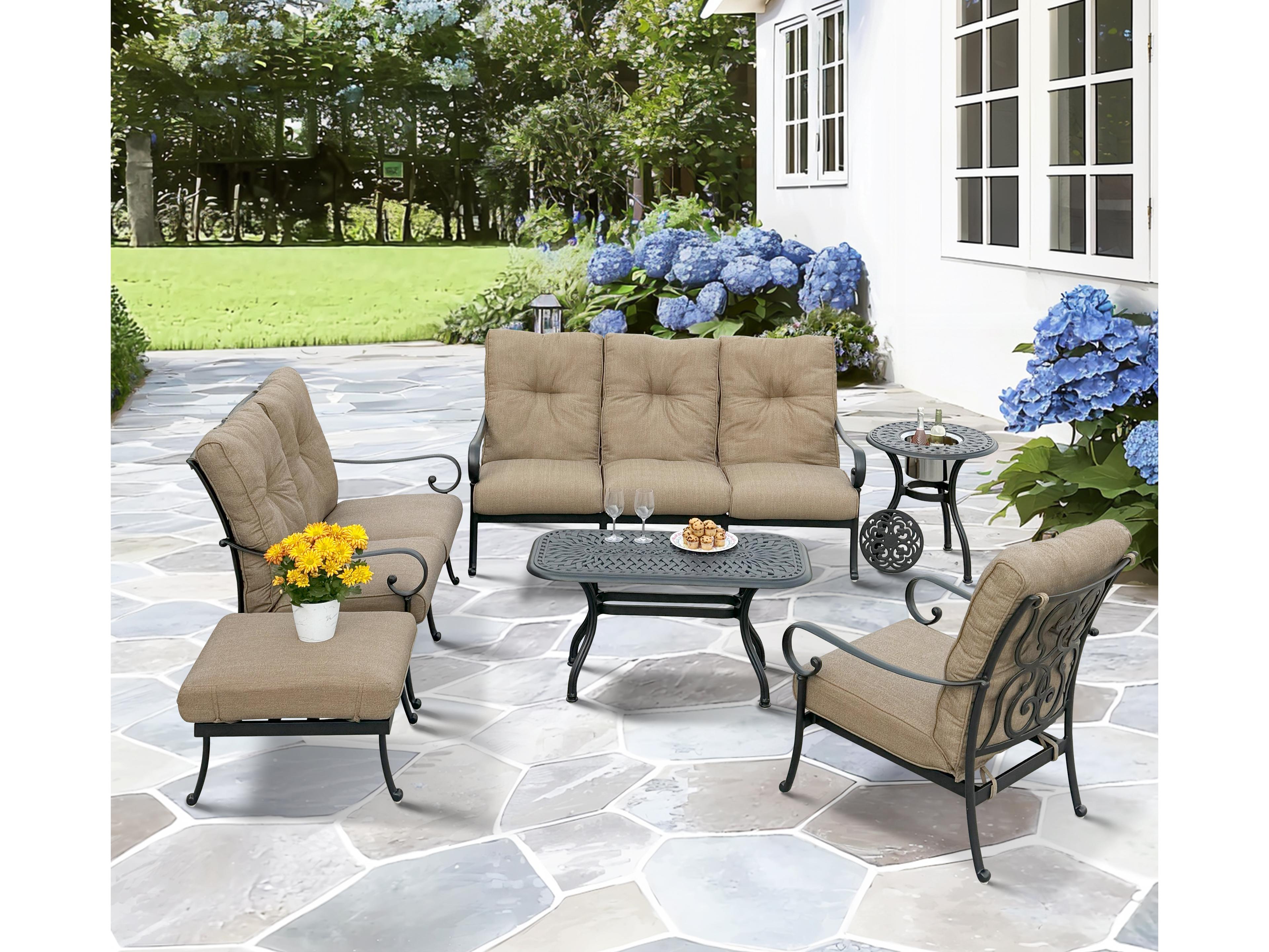Darlee Outdoor Living Santa Anita Cast Aluminum 6-Piece Conversation Set with Sunbrella Cushions