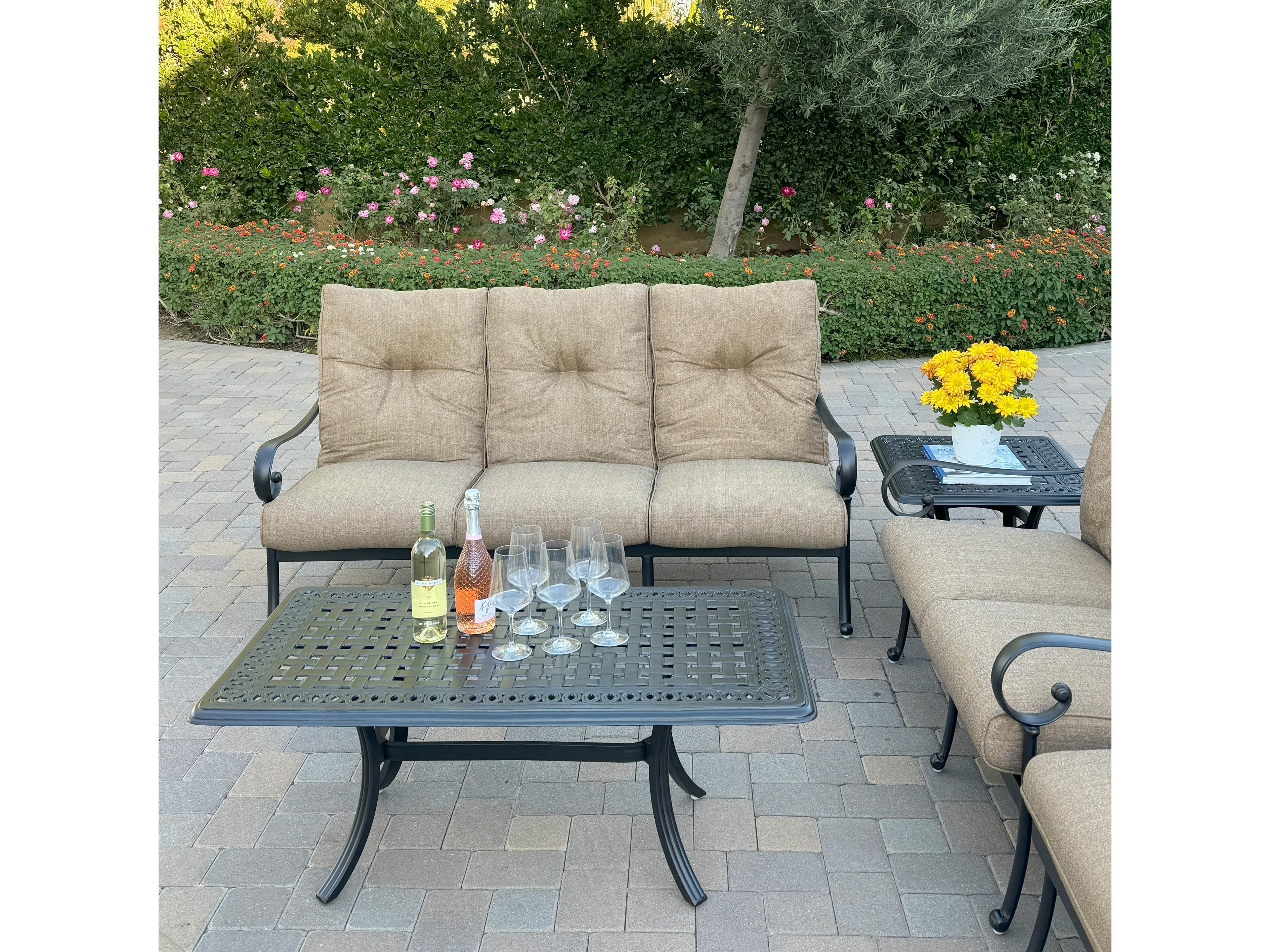Darlee Outdoor Living Santa Anita Cast Aluminum 6-Piece Conversation Set with Sunbrella Cushions
