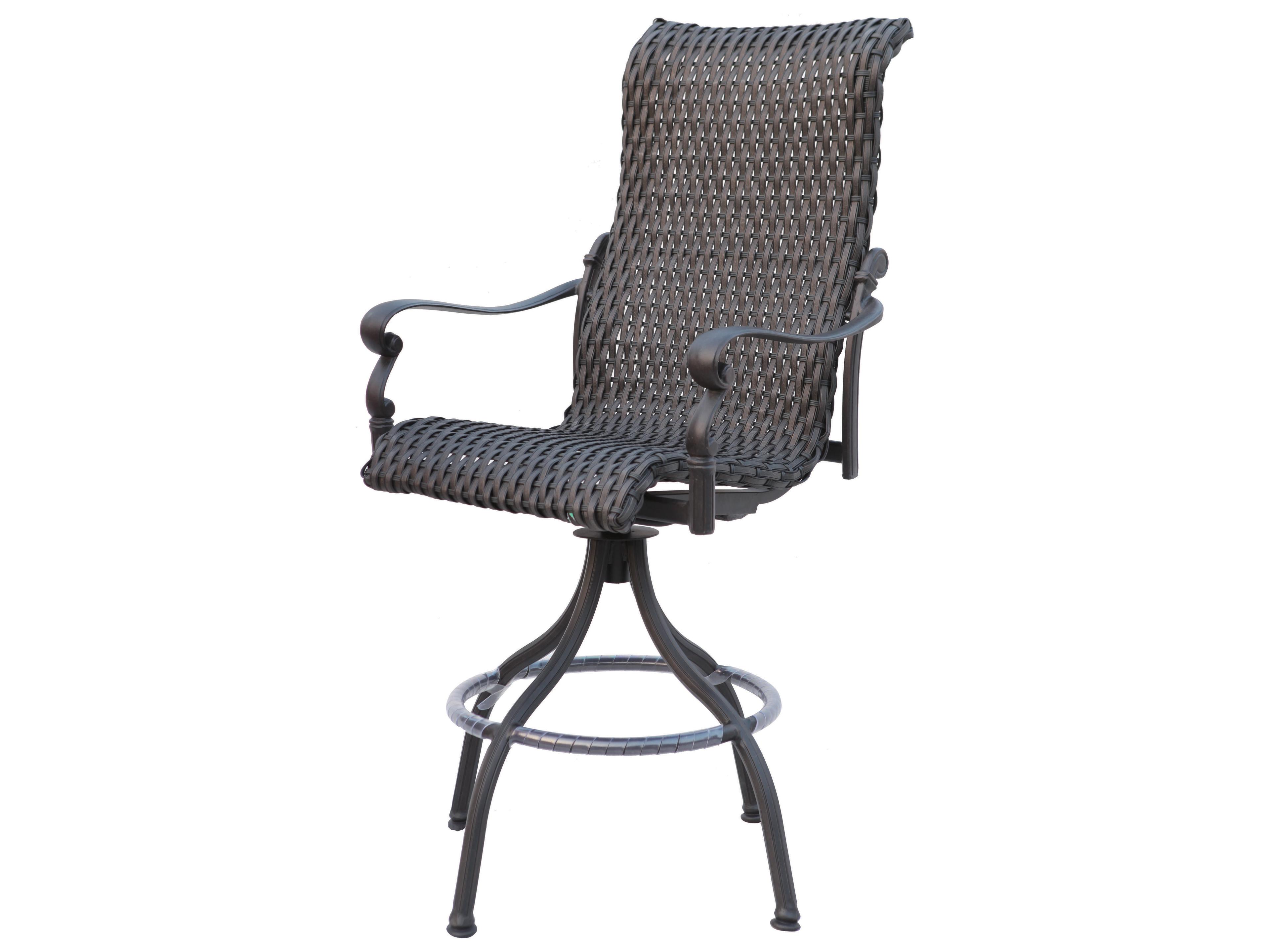 Darlee Outdoor Living Victoria Wicker Espresso Swivel Bar Stool Set of 4l