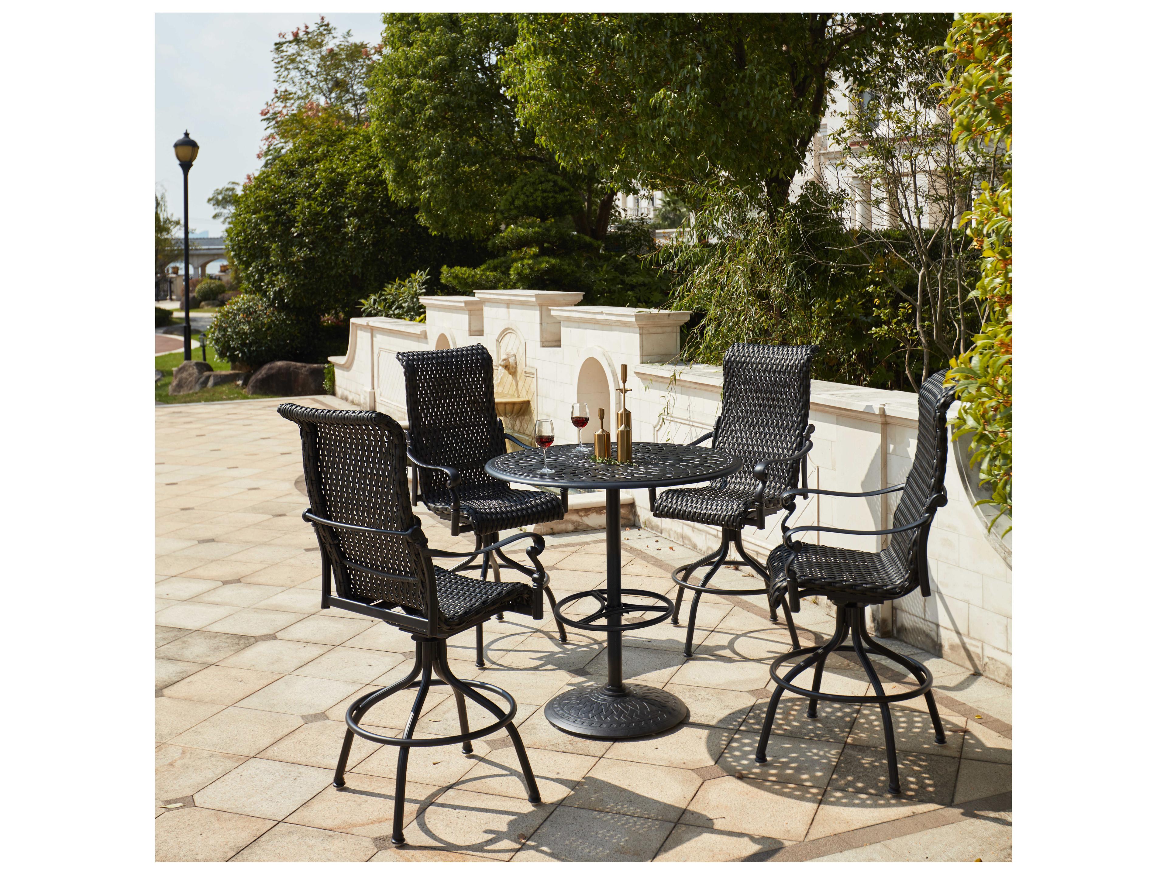 Darlee Outdoor Living Victoria Wicker Espresso Swivel Bar Stool Set of 4l