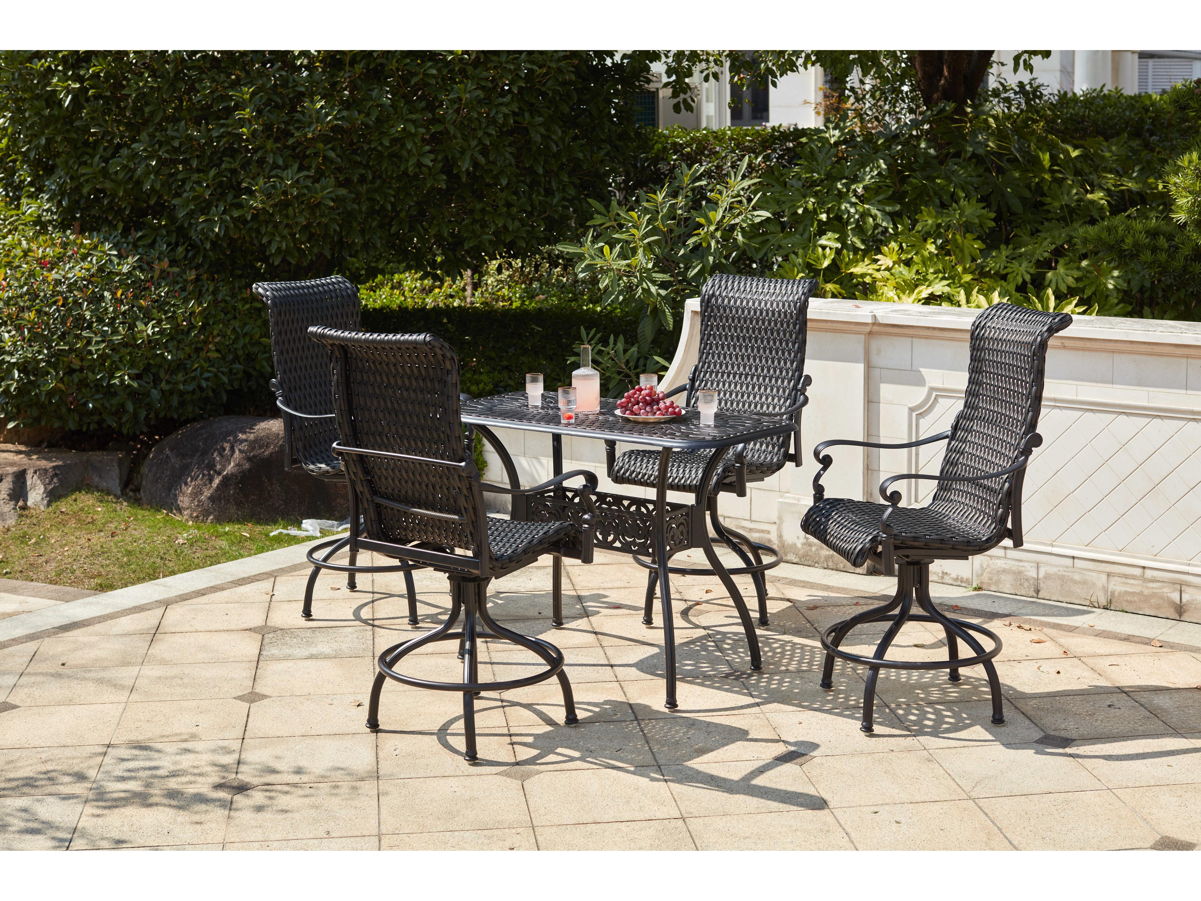Darlee Outdoor Living Victoria Wicker Espresso Swivel Counter Height Stool Set of 4