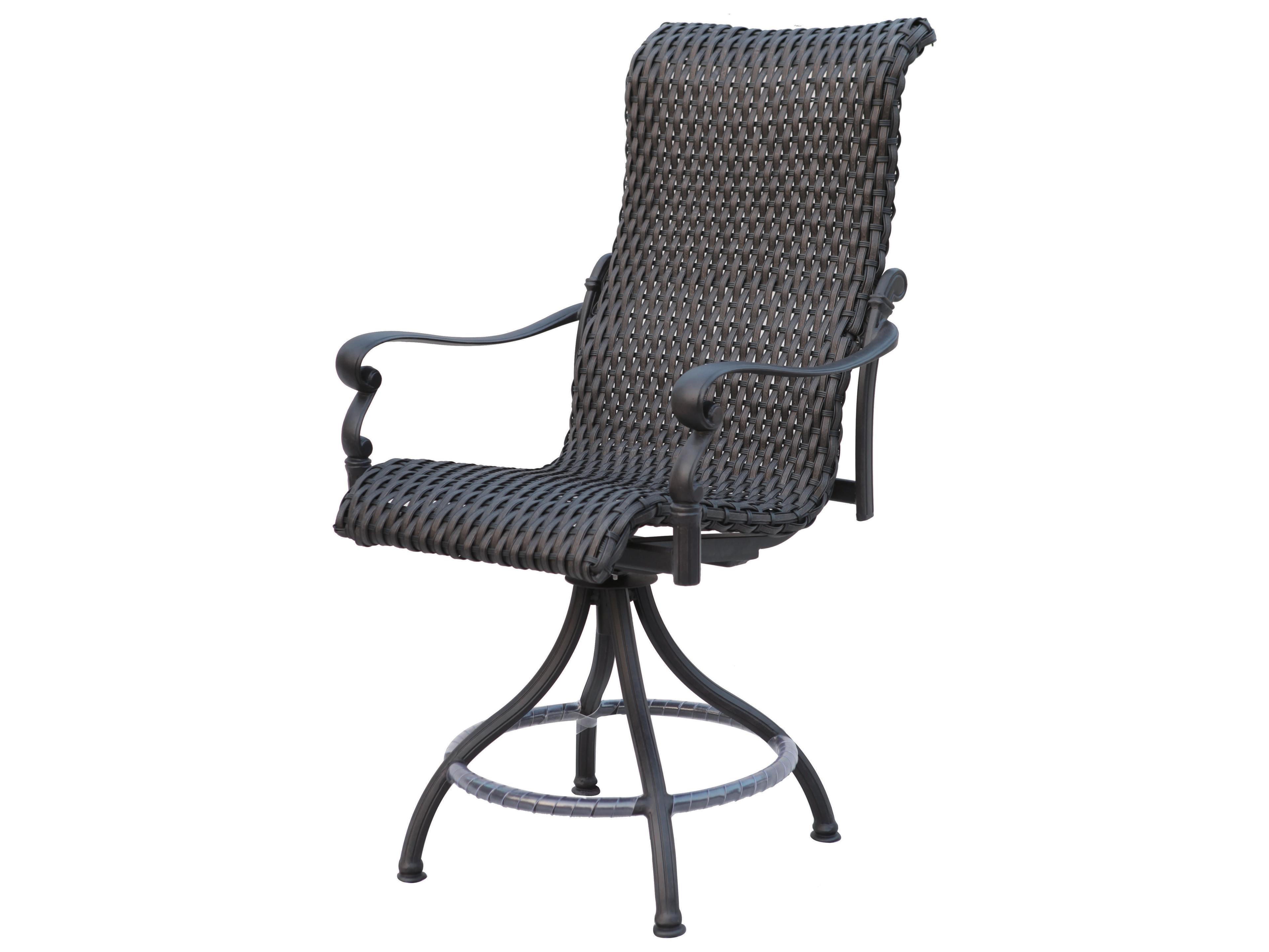 Darlee Outdoor Living Victoria Wicker Espresso Swivel Counter Height Stool Set of 6