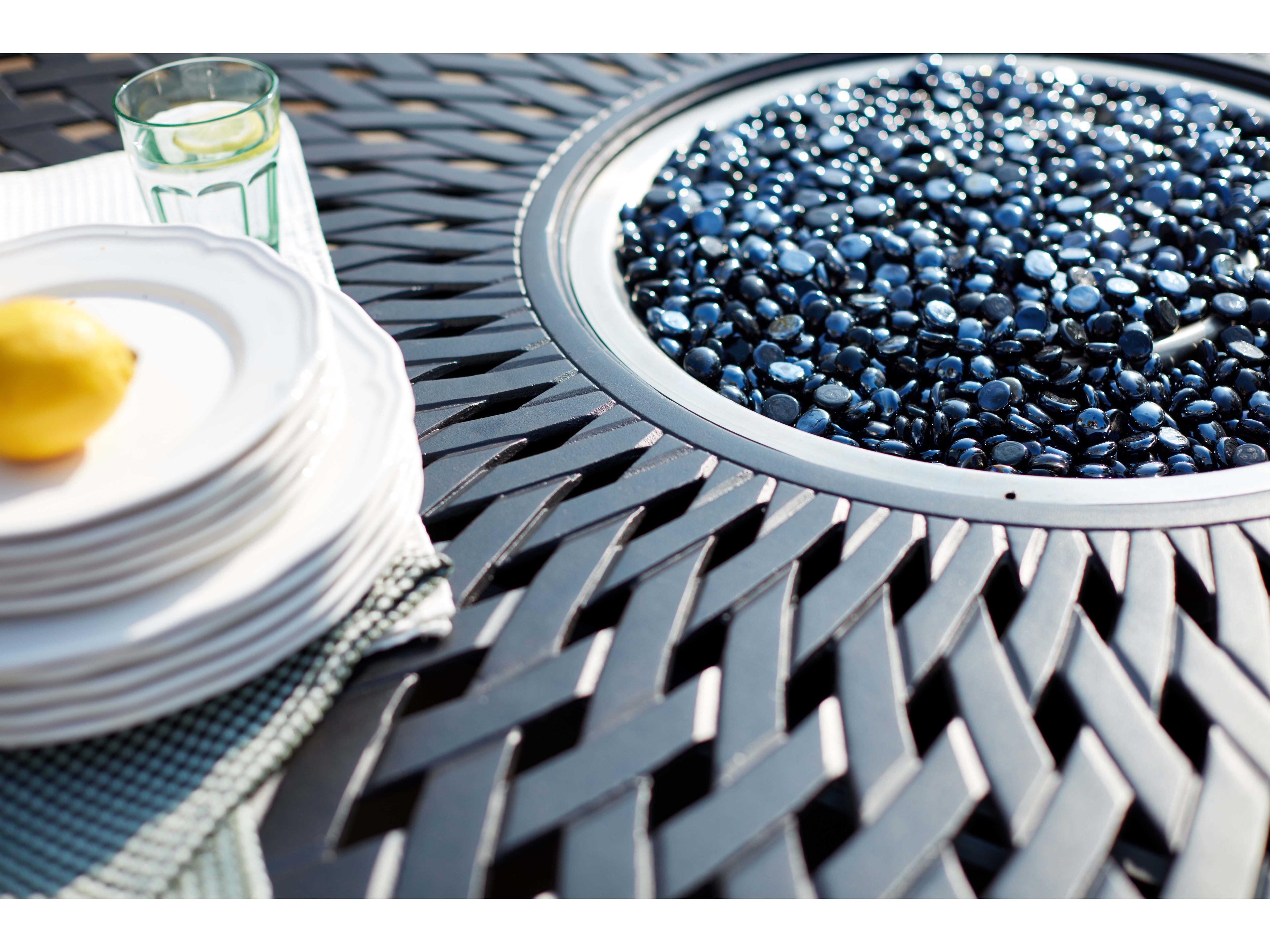 Darlee Outdoor Living Victoria Wicker Espresso 9 Piece Fire Pit Counter Set