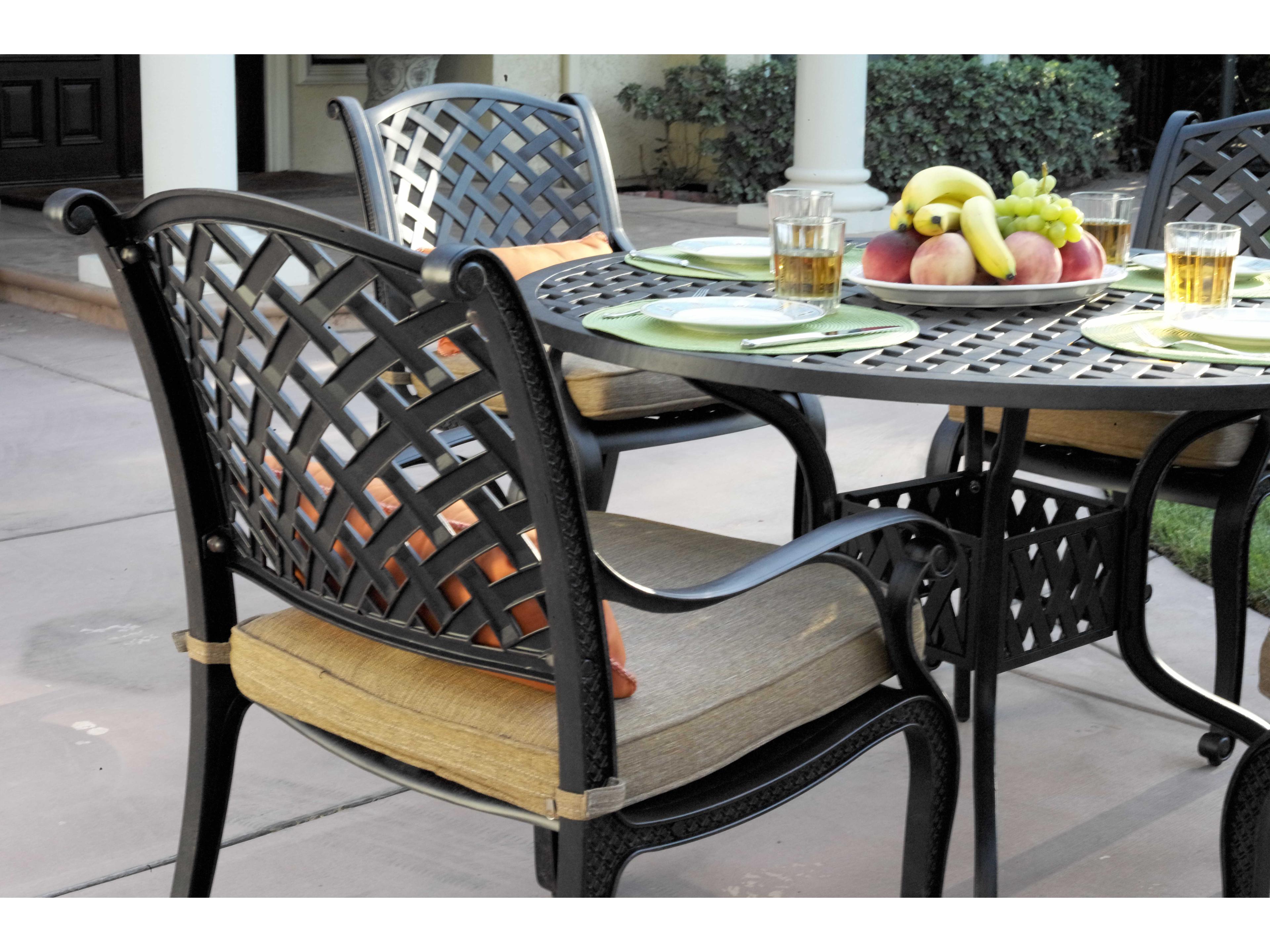 Darlee Outdoor Living Nassau Casual Cushion Antique Bronze Cast Aluminum Dining Set