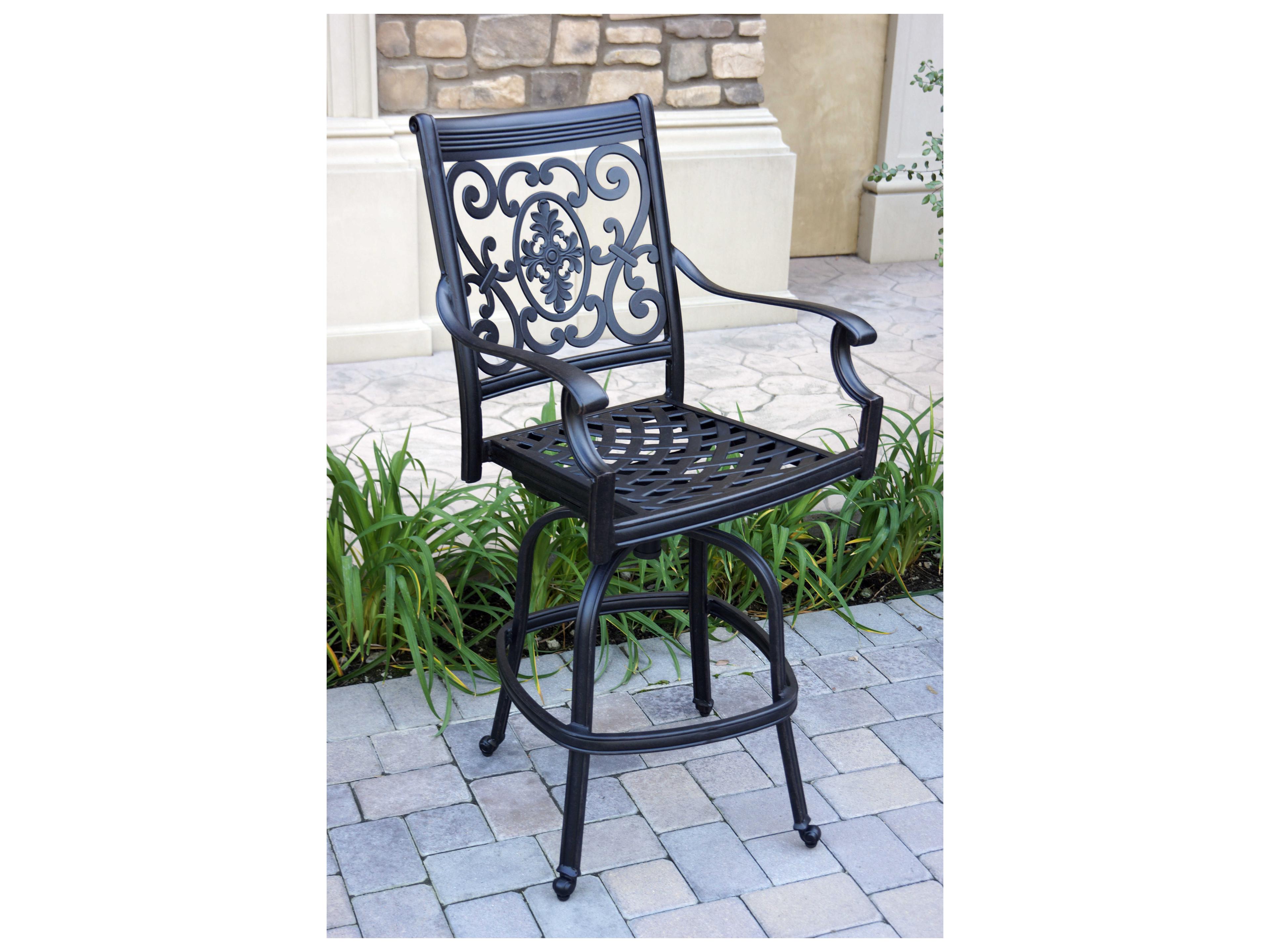 Darlee Outdoor Living St. Cruz Cast Aluminum Antique Bronze Swivel Bar Stool Set of 4