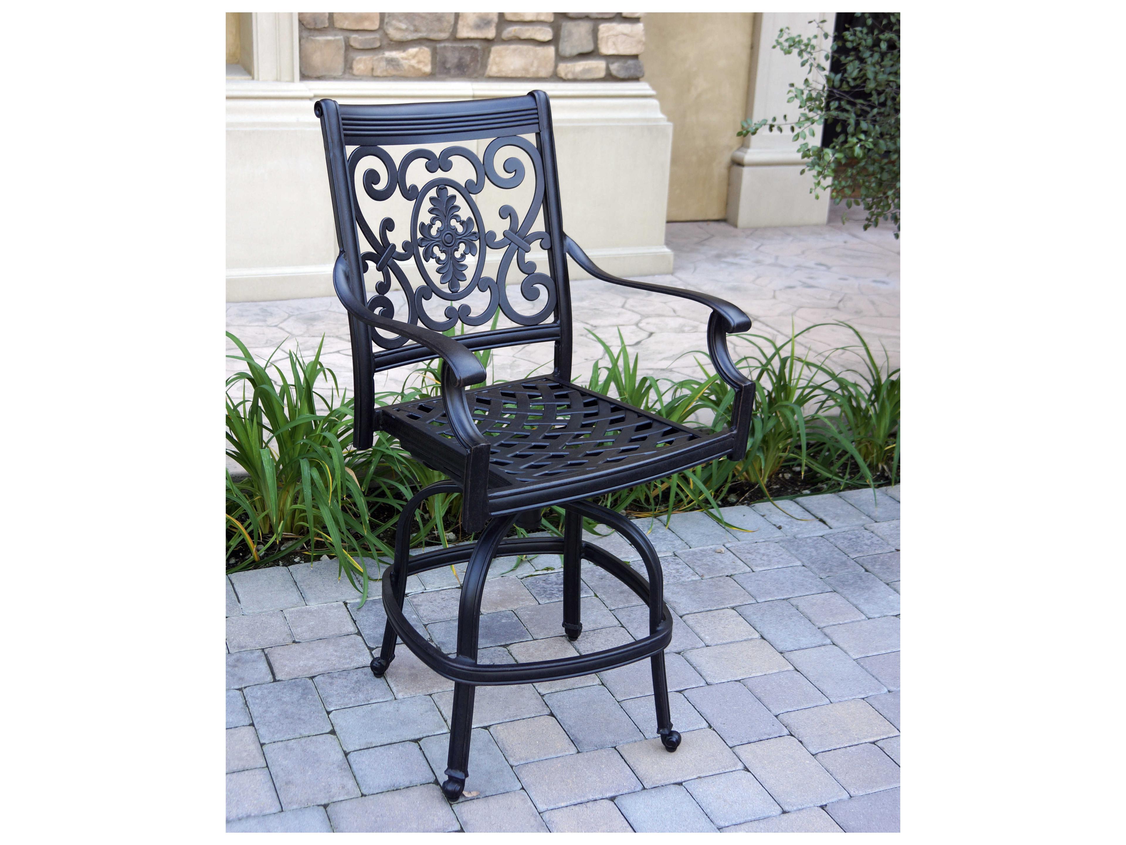 Darlee Outdoor Living St. Cruz Cast Aluminum Antique Bronze Swivel Counter Height Stool Set of 6